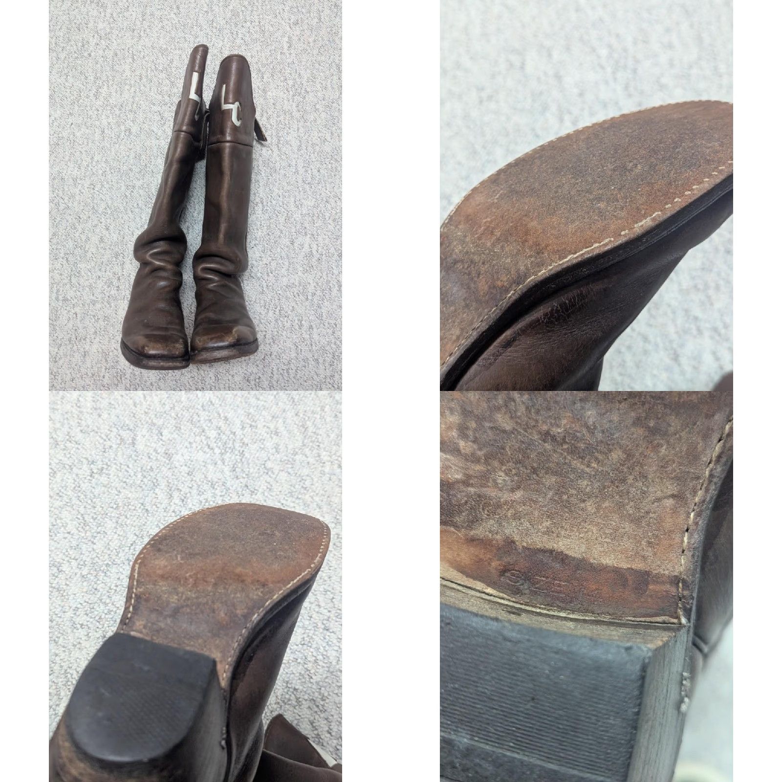 Vintage VINTAGE Buffalo Runner Boots Cowboy Leather 14 Mens Brown Leather Rodeo 23" tall Front 20" tall back US Made Straps Roper Knee-High Men’s Boots Size US 14 / EU 47 - 8 Thumbnail