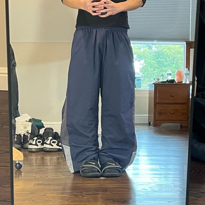 Vintage 2000s baggy wide leg navy blue reebok track pants | Grailed