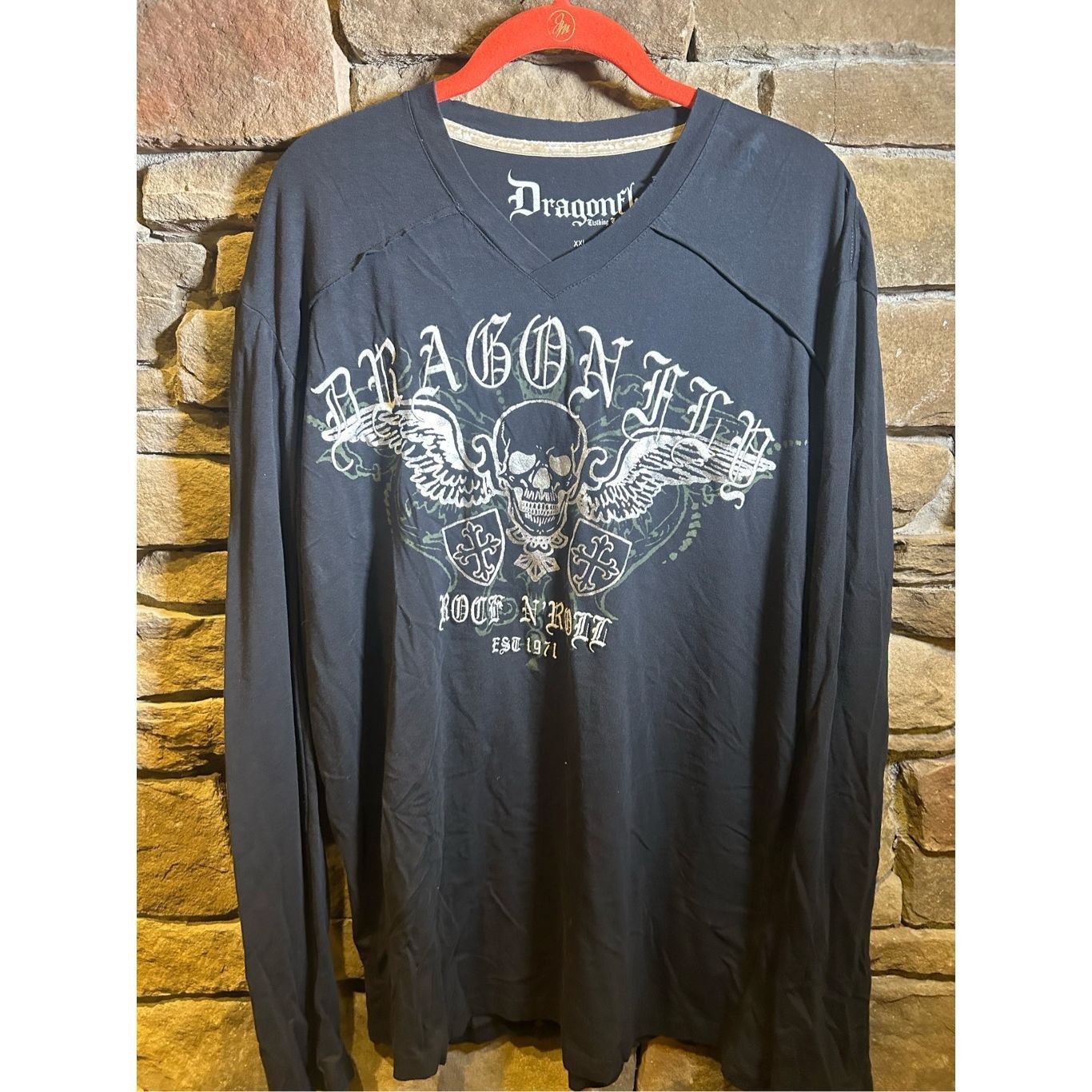 Vintage Vintage Y2K Dragonfly Thermal Embroidered Long Sleeve skull Size US L / EU 52-54 / 3 - 1 Thumbnail