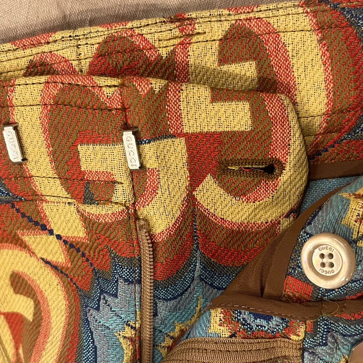 Gucci $2950 Gucci Psychedelic GG Logo With Leather Detail Trousers Size 26" / US 2 / IT 38 - 6 Thumbnail