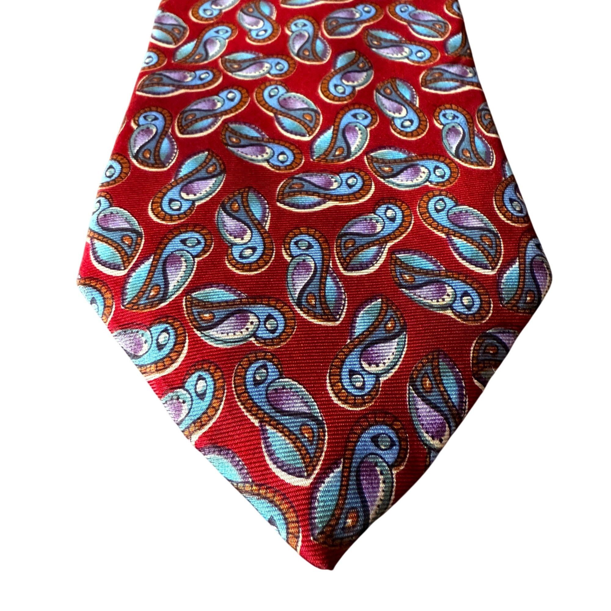 Christian Dior Monsieur Vintage Christian Dior Monsieur Red Paisley All Silk Tie Mad Size ONE SIZE - 1 Thumbnail