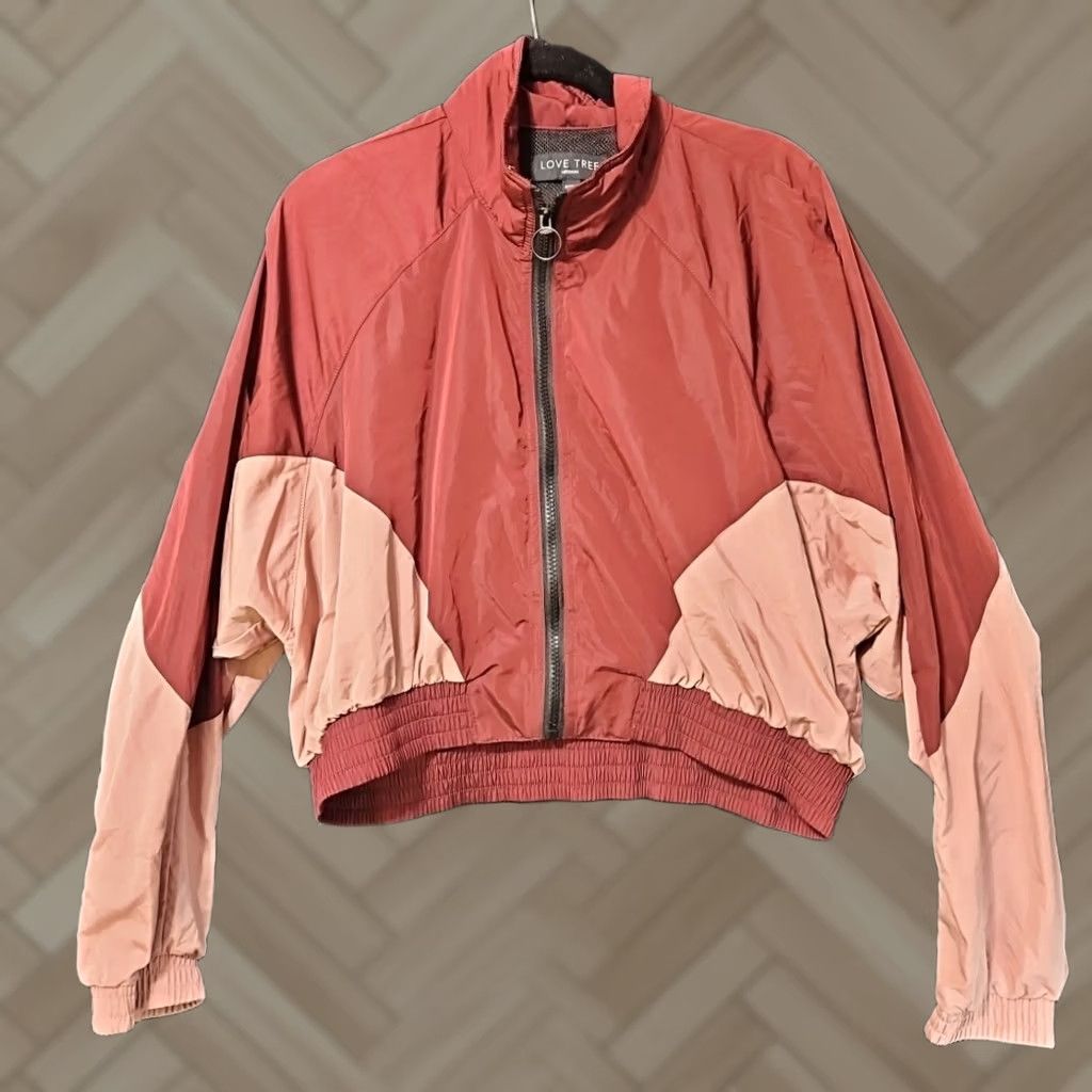 Vintage Love Tree Windbreaker Womens Adult Small Maroon Pink Crop Pullover Size M / US 6-8 / IT 42-44 - 1 Thumbnail