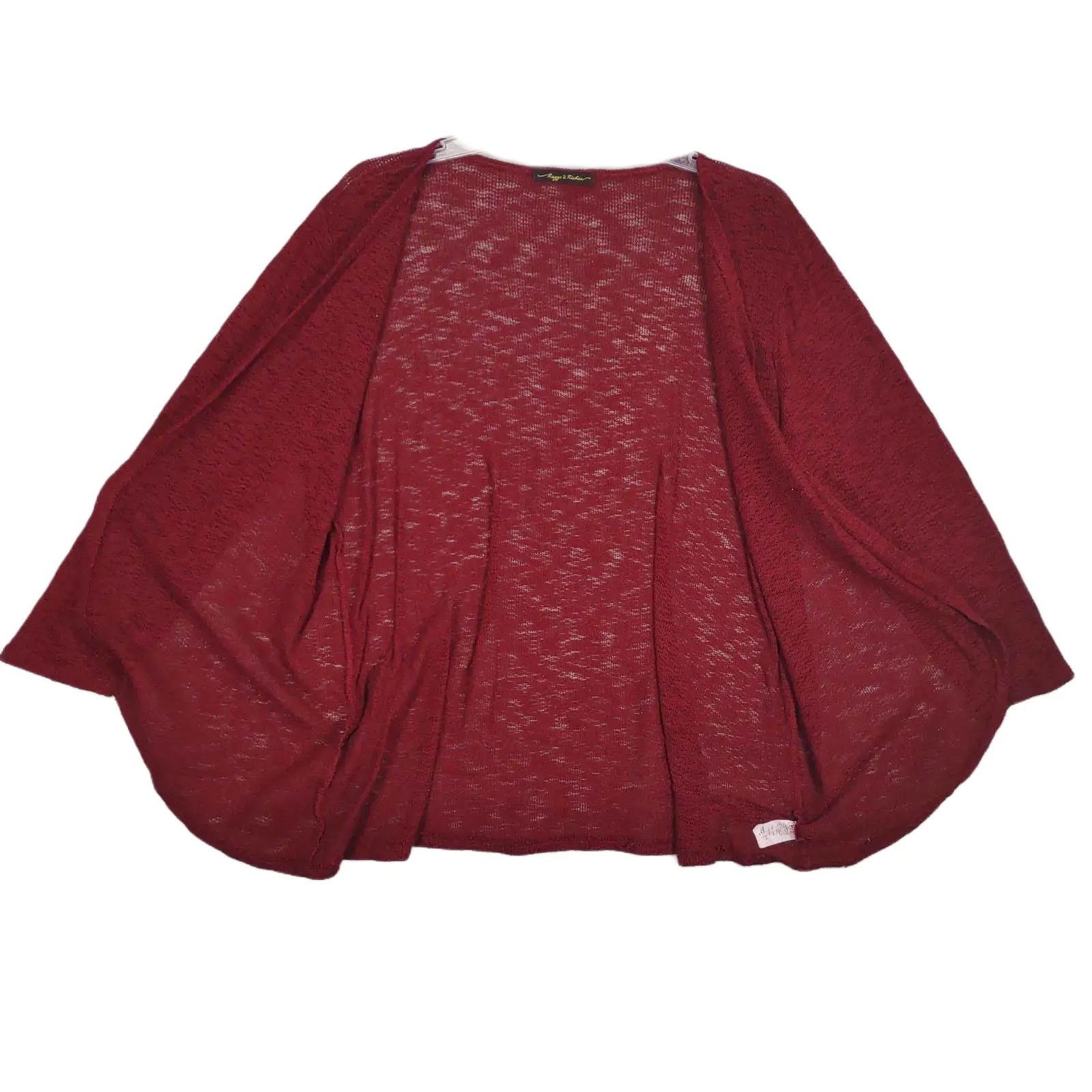 Other Raggs II Riches Women's 2X Burgundy Cardigan Burnout Sweater Size XXL / US 16-18 / IT 52-54 - 2 Thumbnail