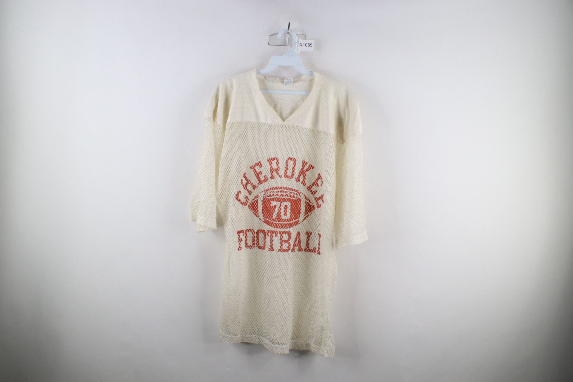 image of 70's Champion Out Mesh Football Jersey White Usa, Men's (Size Medium)