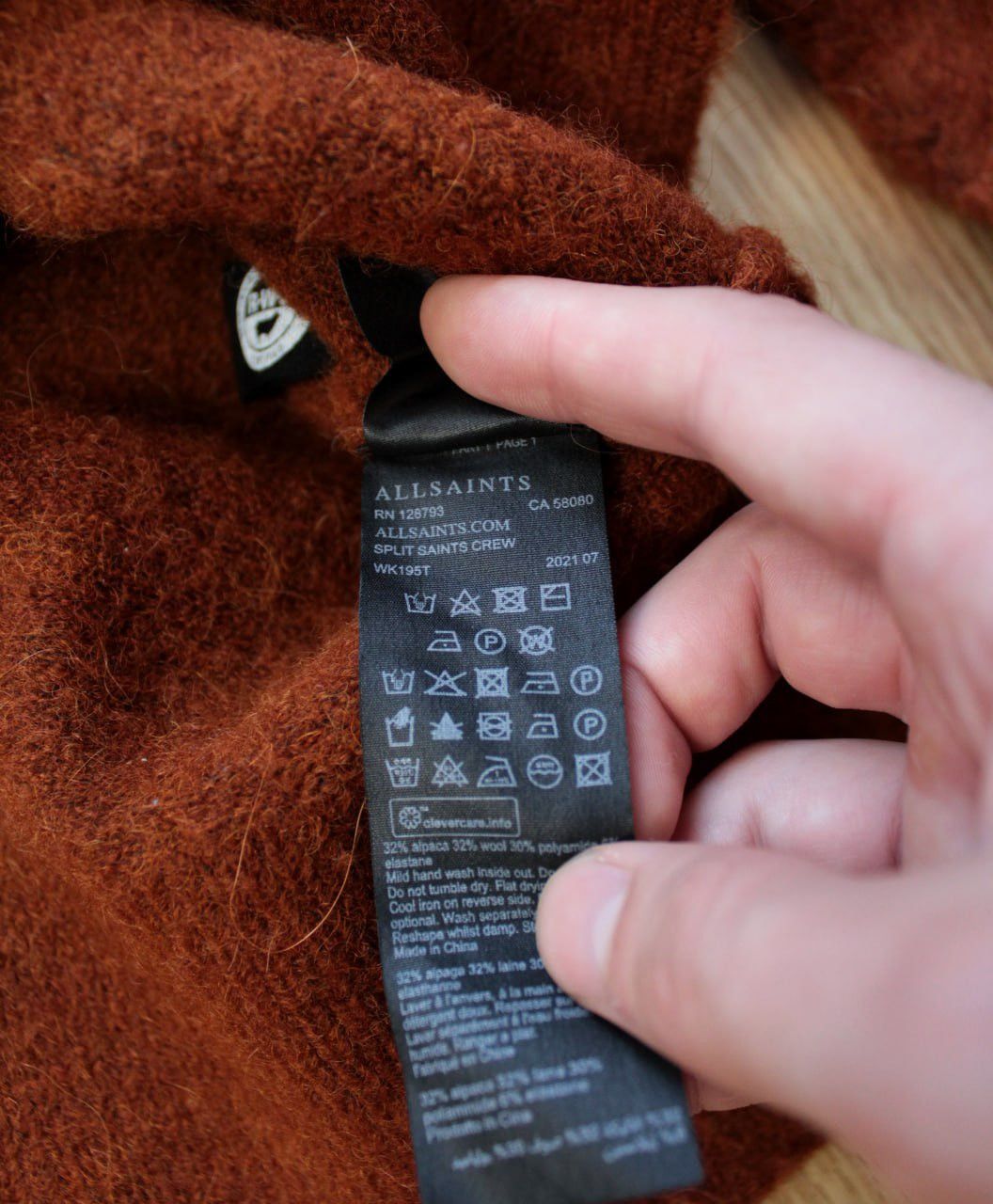 Allsaints × Vintage 🔥 Allsaints Alpaca Wool Blend Split Crew Logo Jumper Sweater Size XS / US 0-2 / IT 36-38 - 11 Thumbnail