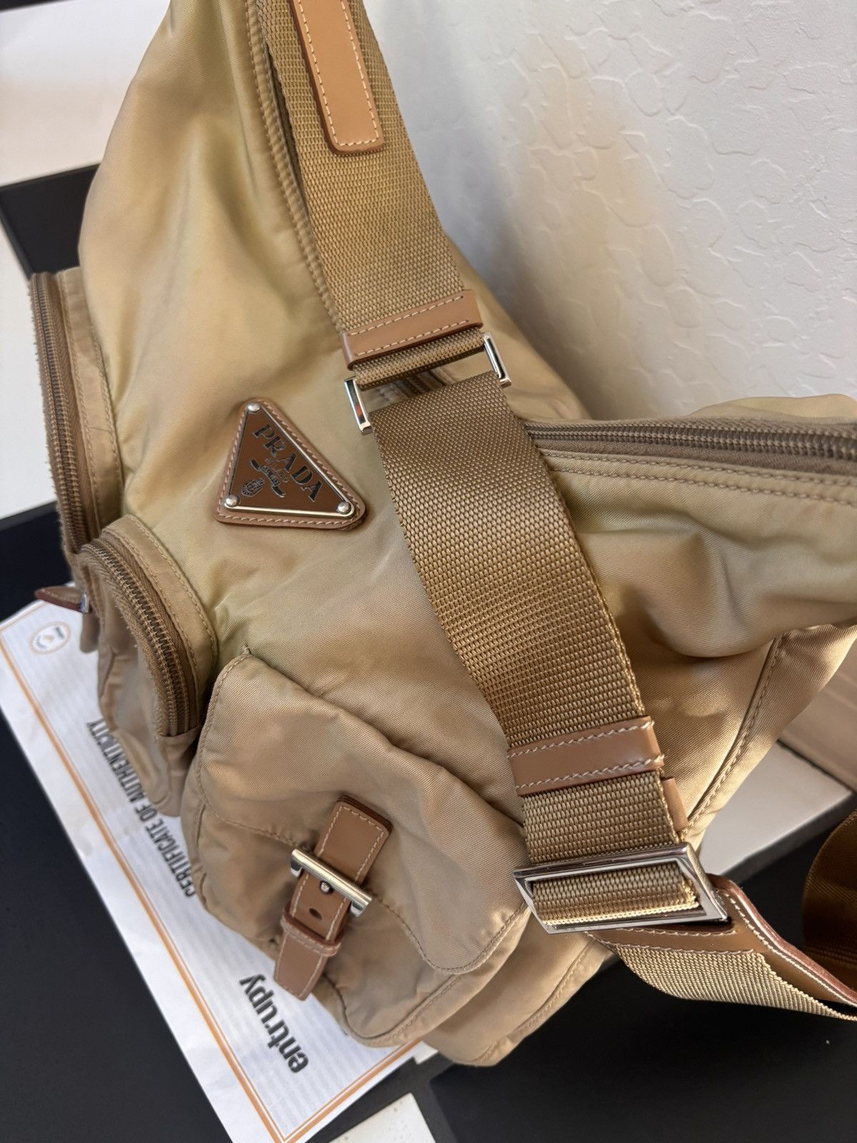 Prada PRADA beige nylon shoulder bag Size ONE SIZE - 3 Thumbnail