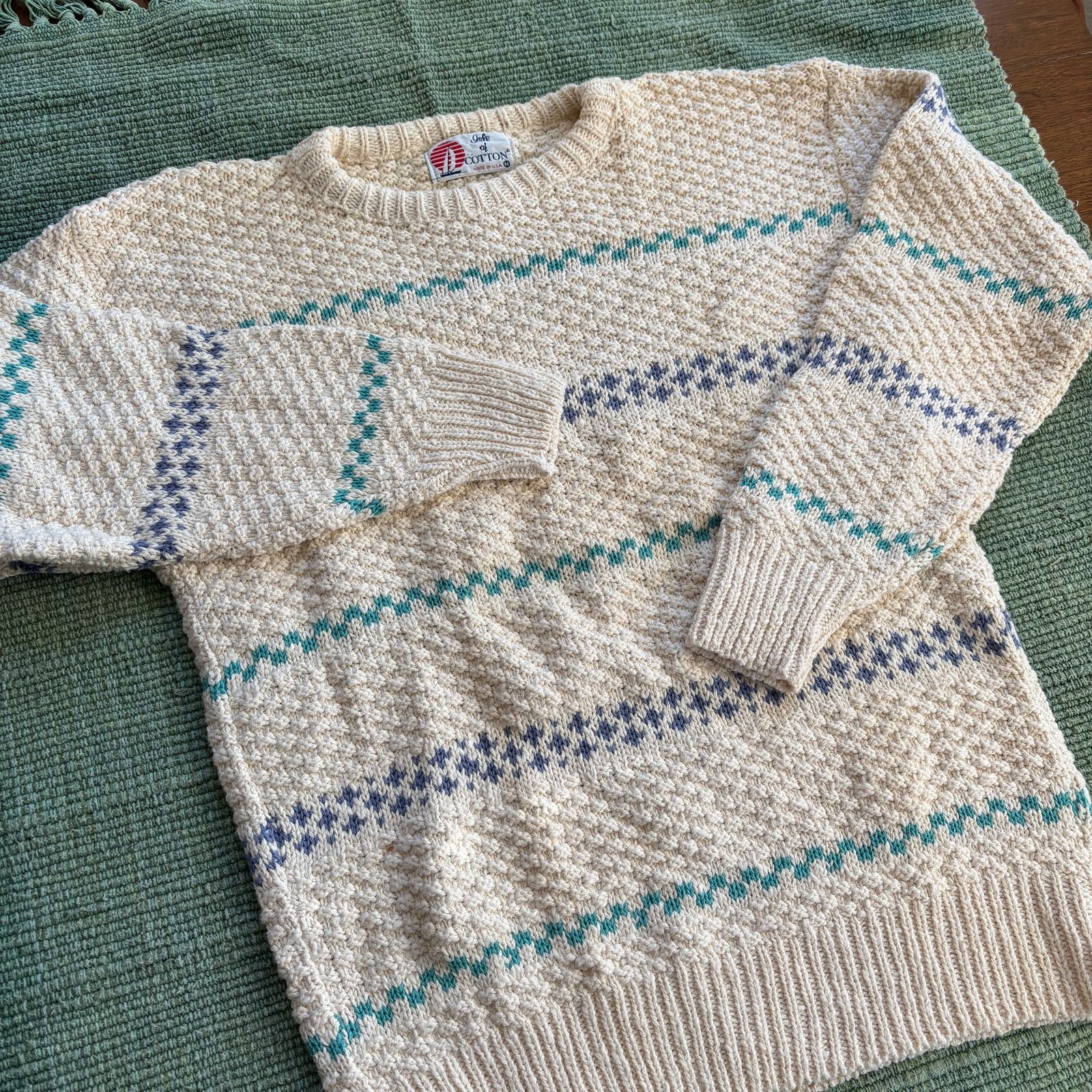 Vintage Vintage textured cotton 1990s isle of cotton knit sweater Size US M / EU 48-50 / 2 - 5 Thumbnail