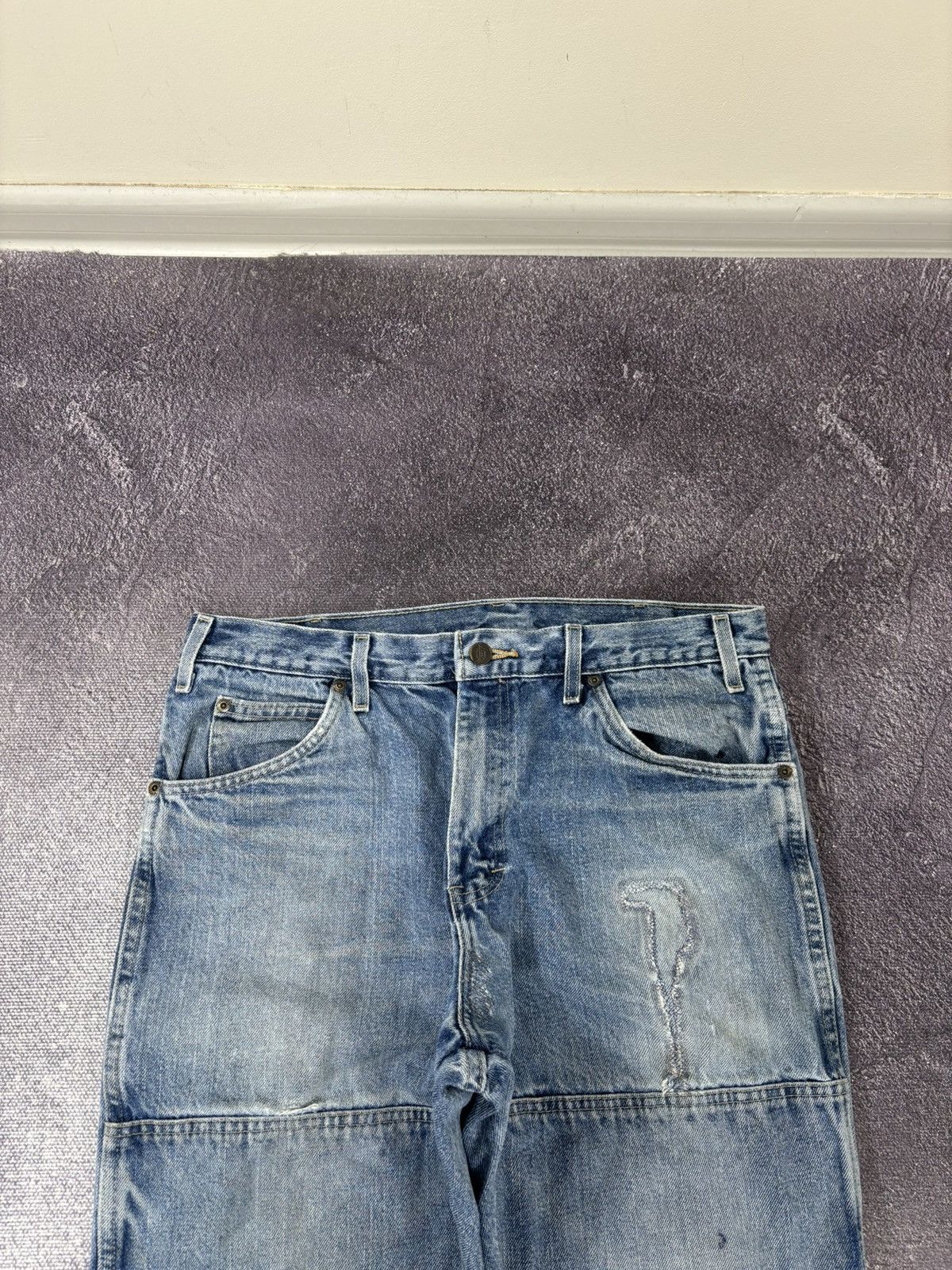 Dickies Vintage Dickies Double Knee USA Faded Denim Work Hype Jeans Size US 33 - 8 Thumbnail