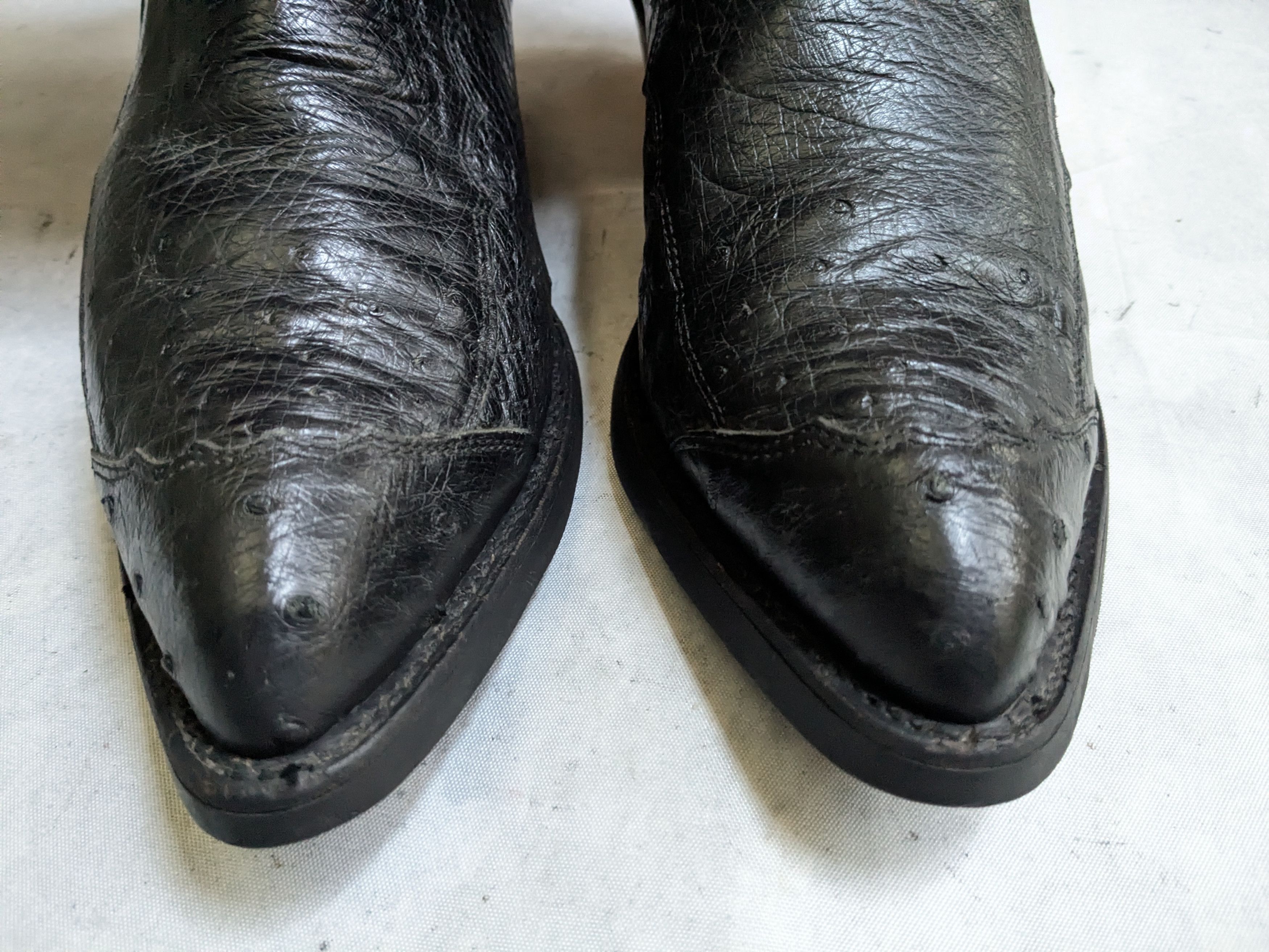 Tony Lama Tony Lama Cowboy Boots Ostrich Leather Black 9.5 D USA Size US 9.5 / EU 42-43 - 2 Thumbnail