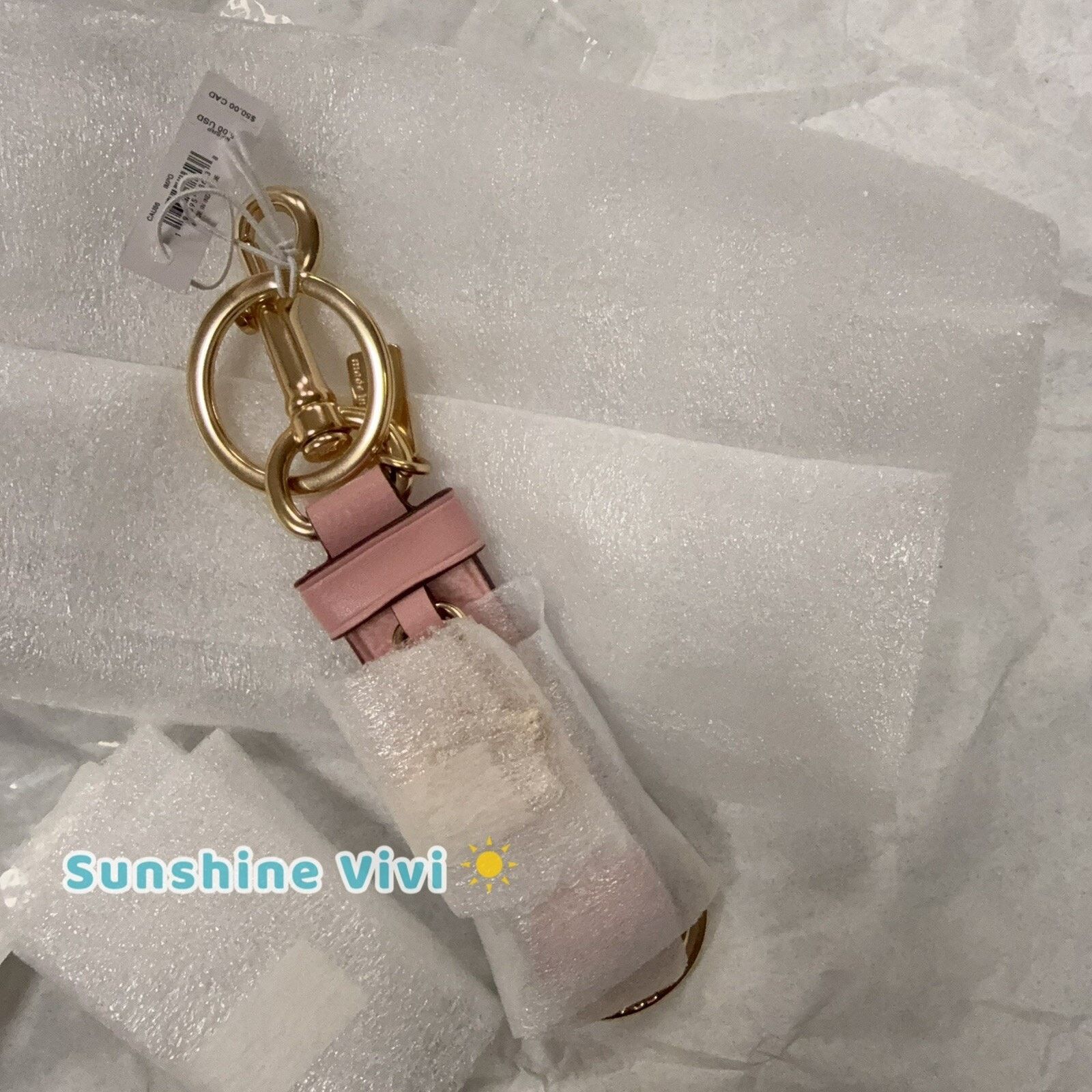 Coach NWT COACH CAU86 Trigger Snap Bag Charm Powder Pink Key Chain Size ONE SIZE - 7 Thumbnail