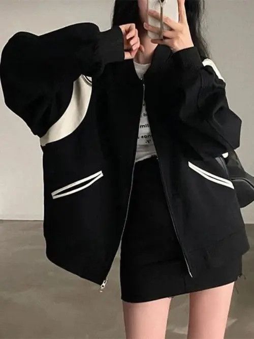 VIBE Baseball Jackets Women Autumn Vintage Coats Size ONE SIZE - 2 Thumbnail