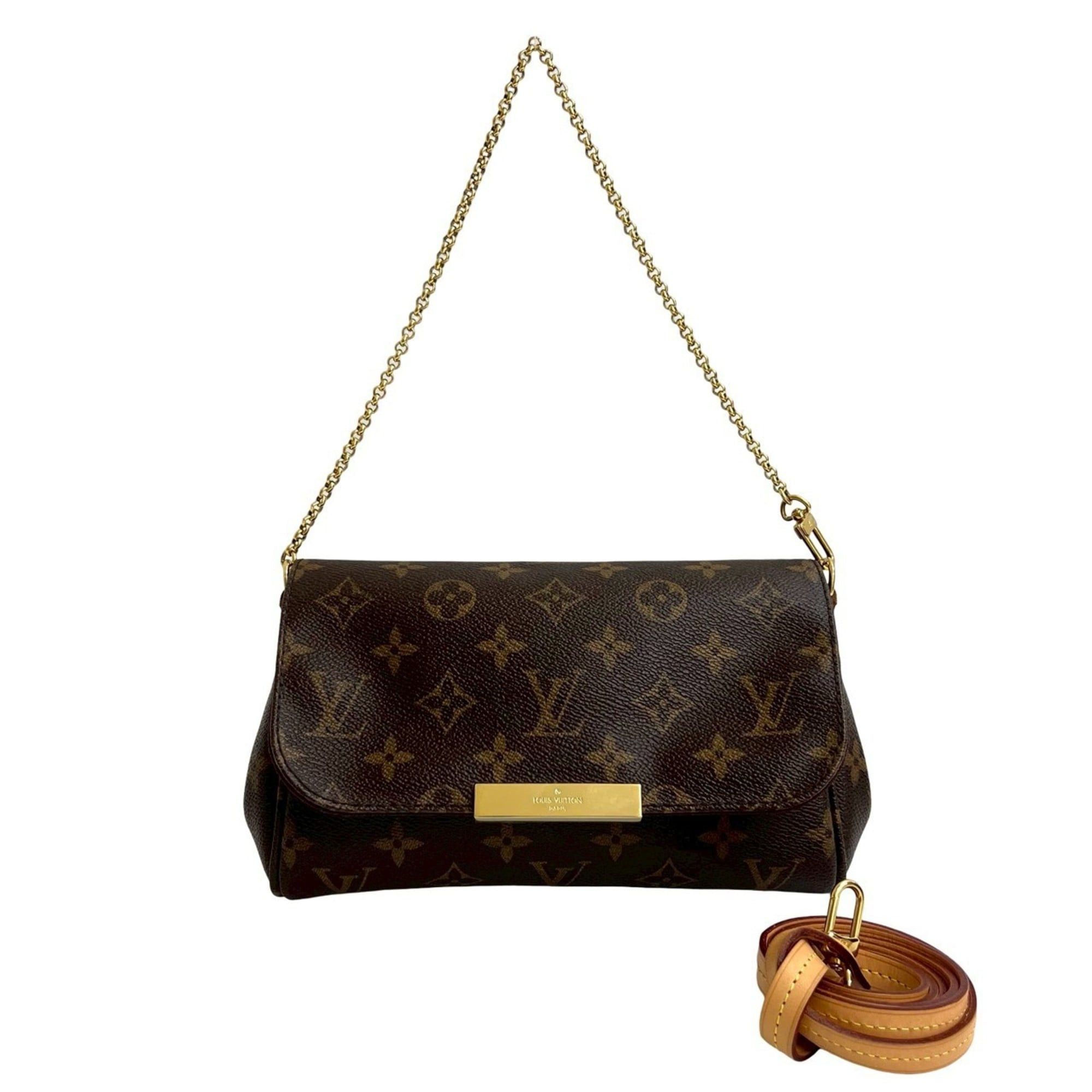 Louis Vuitton LOUIS VUITTON Favorite PM Monogram Leather 2-Way Handbag/Shoulder Bag, Brown, f2131 Size ONE SIZE - 1 Thumbnail