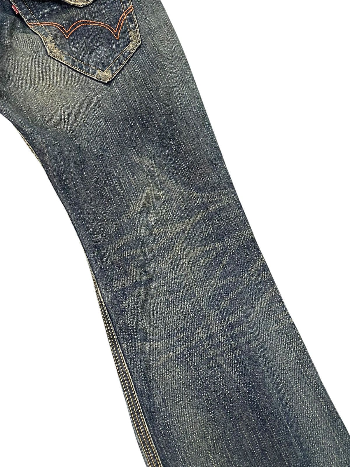 Edwin Flare Loose Jeans Edwin XVs Faded Distress Boot Cut 9🟦 Size US 33 - 16 Thumbnail