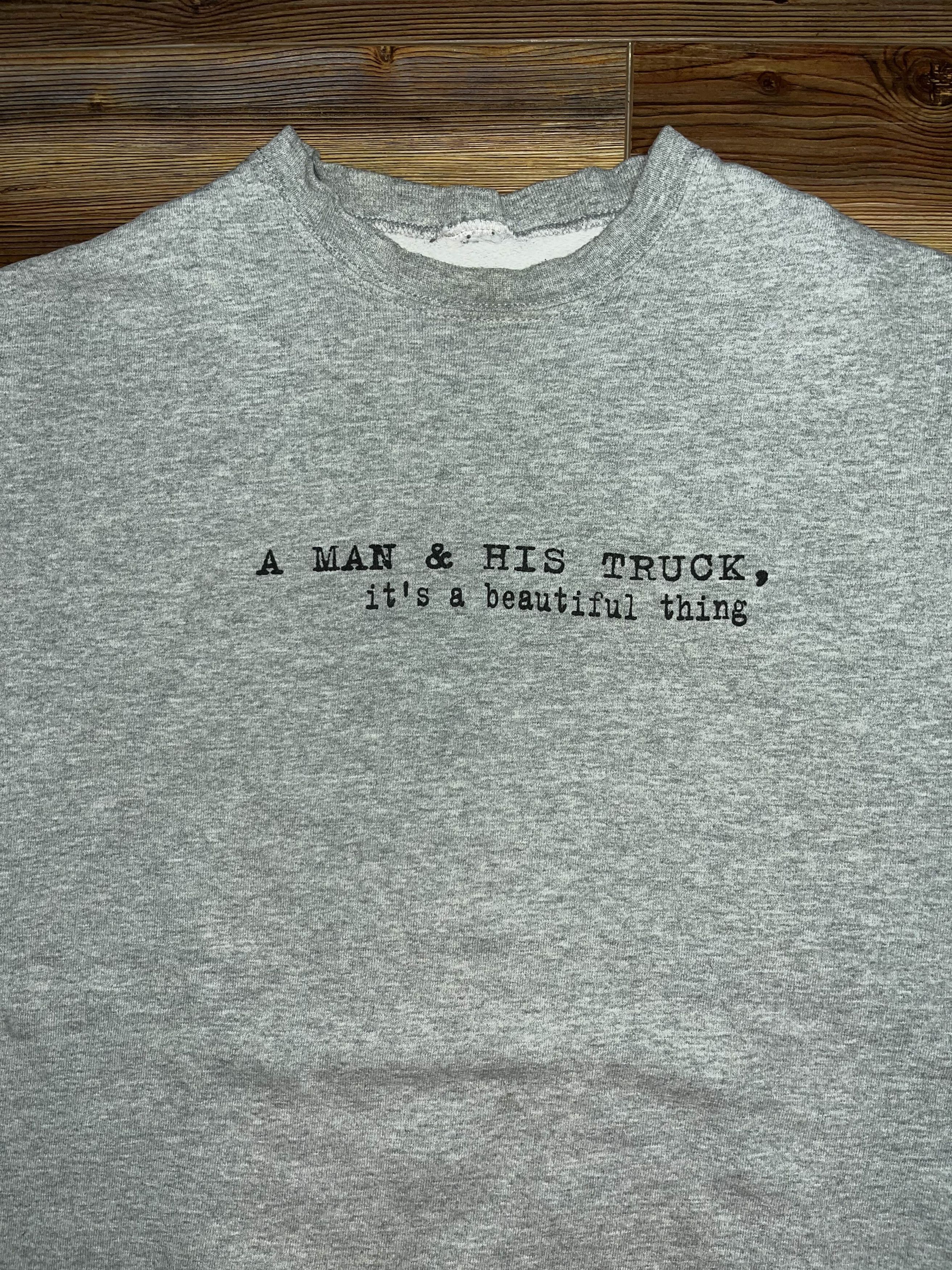 Fruit Of The Loom × Vintage 90s / Y2K A Man & His Truck, it's a beautiful thing Sweater Size US L / EU 52-54 / 3 - 1 Thumbnail