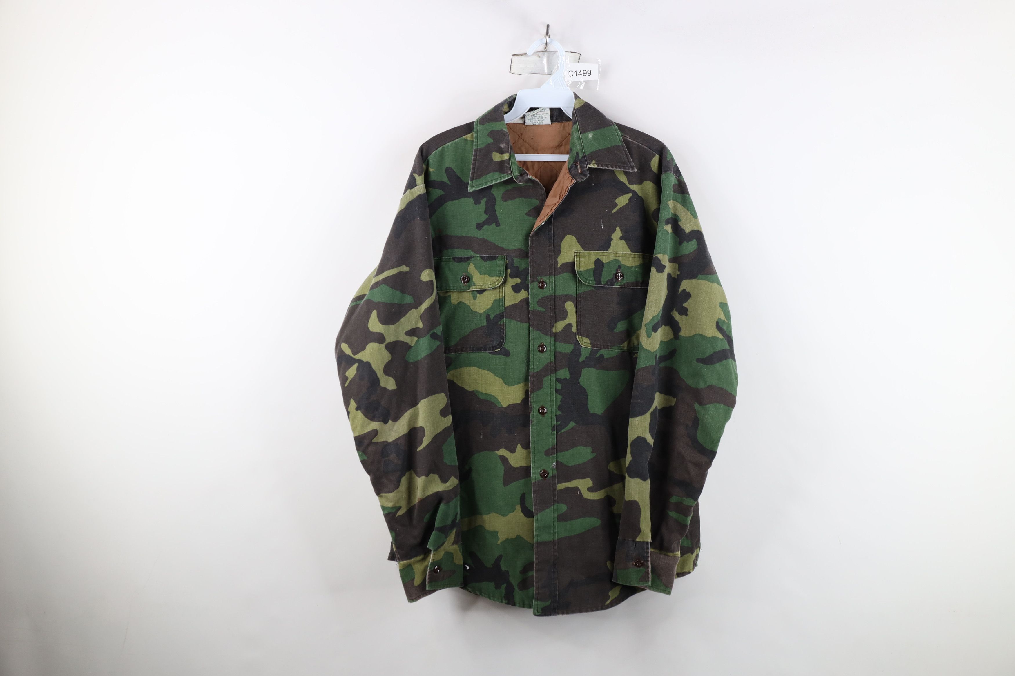 Vintage Vintage 70s Streetwear Quilted Camouflage Shirt Jacket USA Size US L / EU 52-54 / 3 - 1 Thumbnail