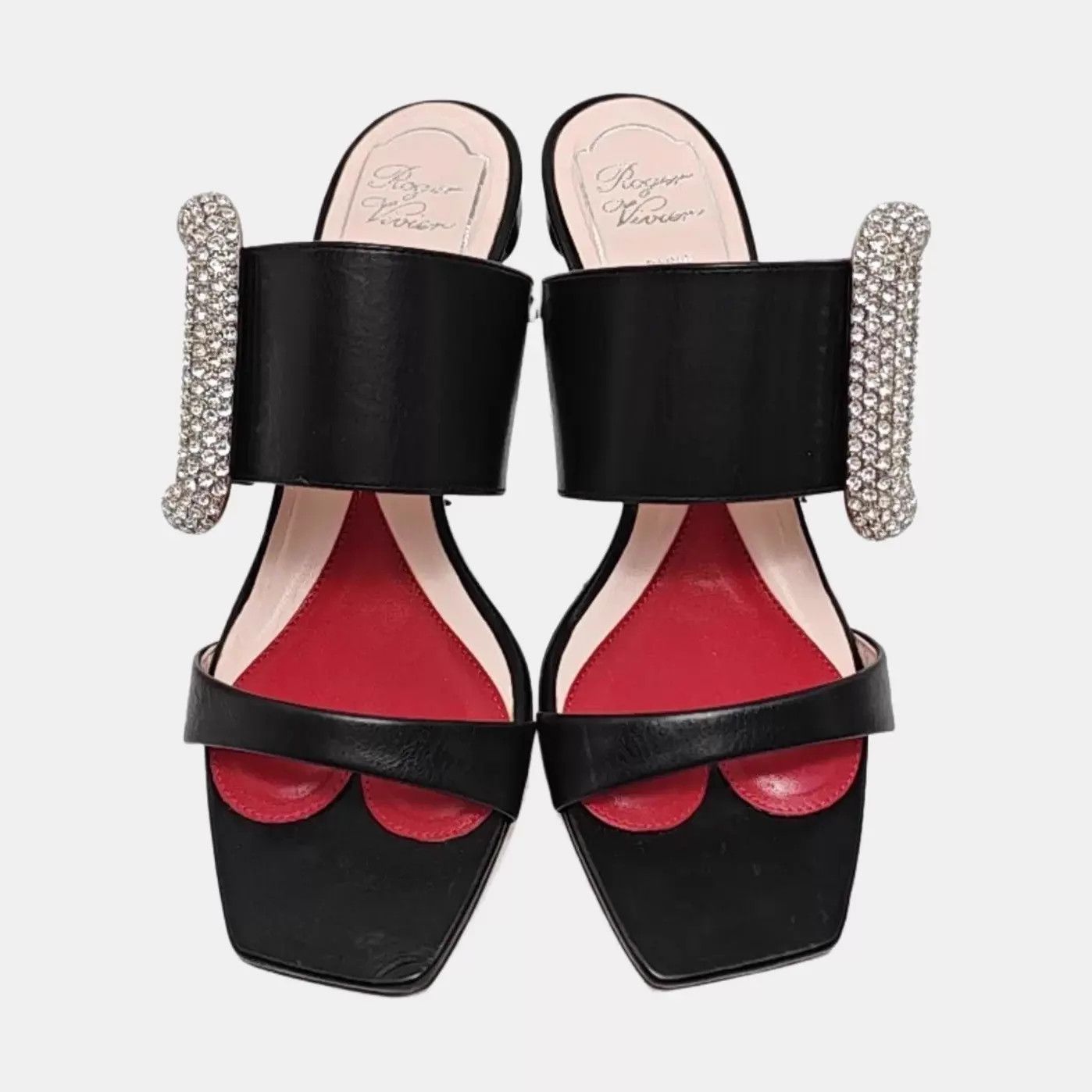 Roger Vivier RV Rhinestone Buckle Stiletto Sandals 37 with Box Size US 6.5 / IT 36.5 - 2 Thumbnail