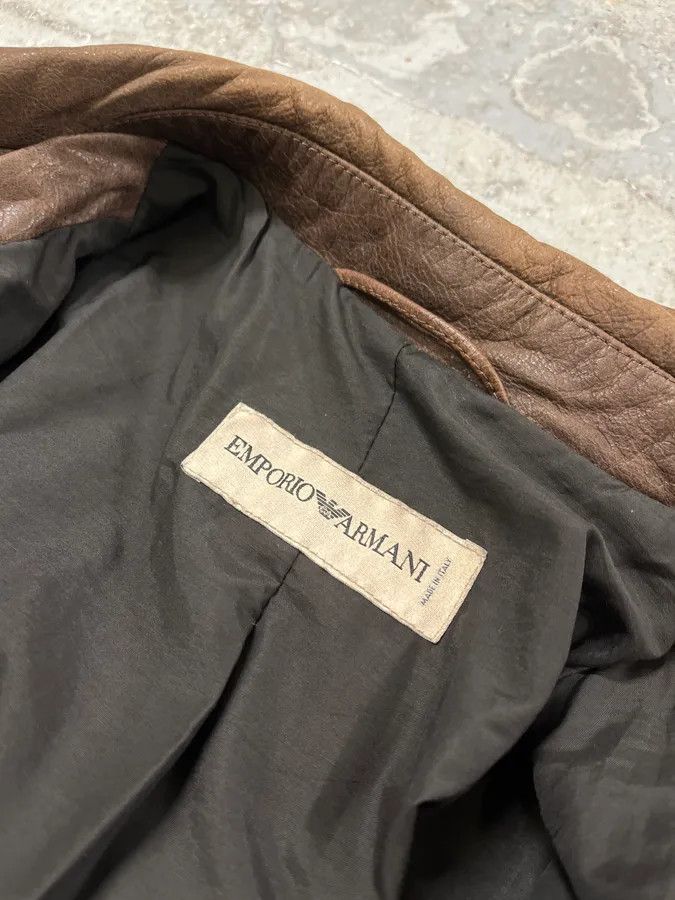Emporio Armani SS2003 Emporio Armani Brown Leather Buttoned Jacket Size US M / EU 48-50 / 2 - 10 Thumbnail