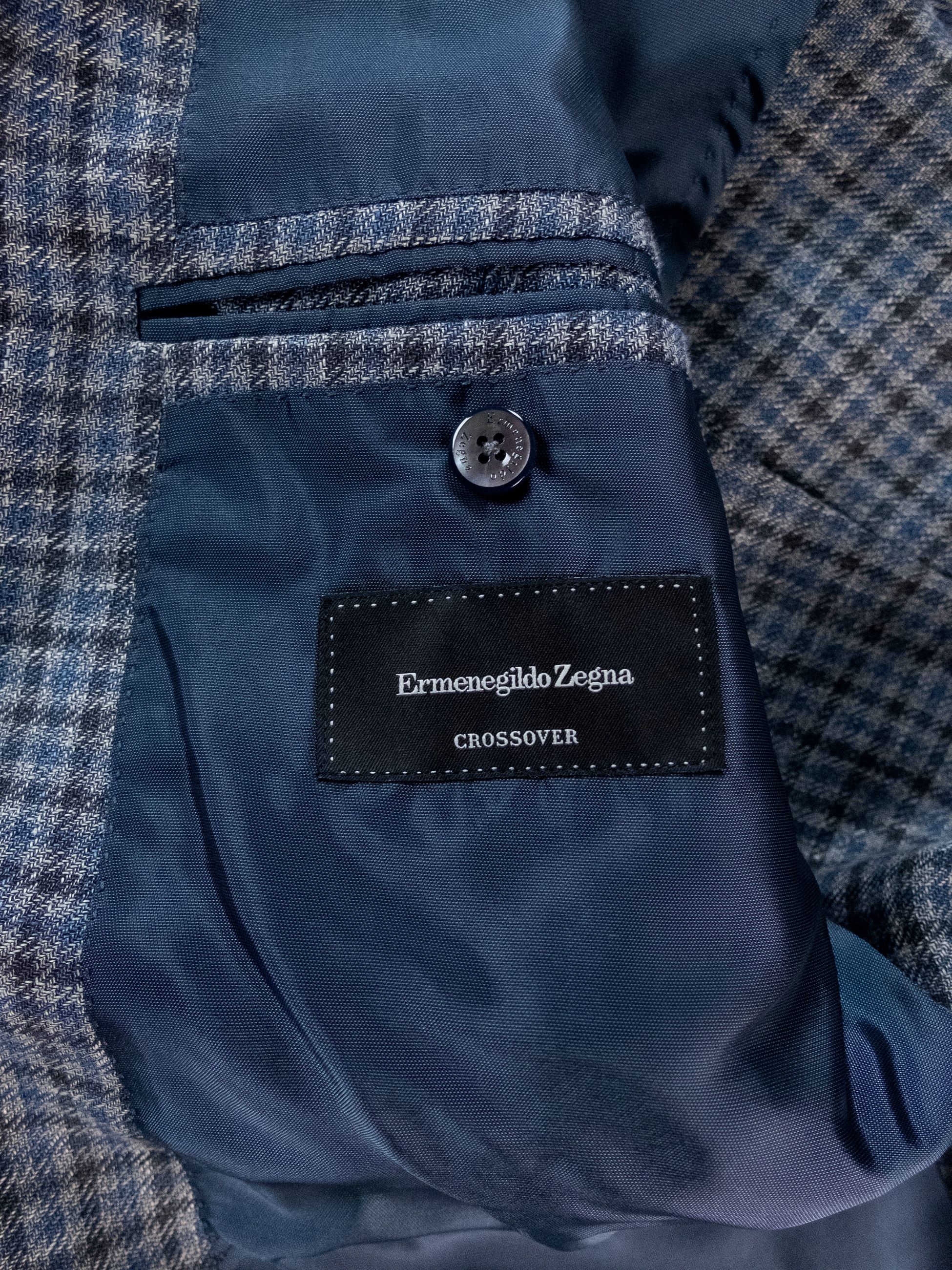Ermenegildo Zegna ERMENEGILDO ZEGNA gray gingham linen wool silk sportcoat Size 40R - 9 Thumbnail