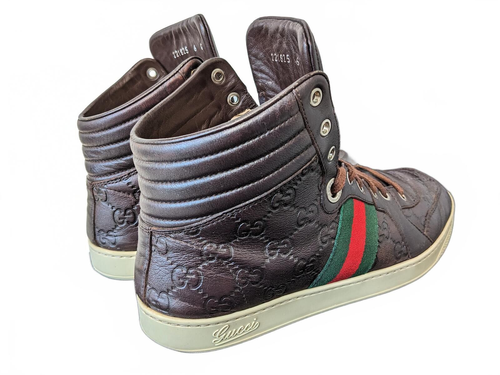 Gucci Gucci Guccissima Men High-Top Leather Sneakers Italy Brown 7 Size US 7 / EU 40 - 6 Thumbnail