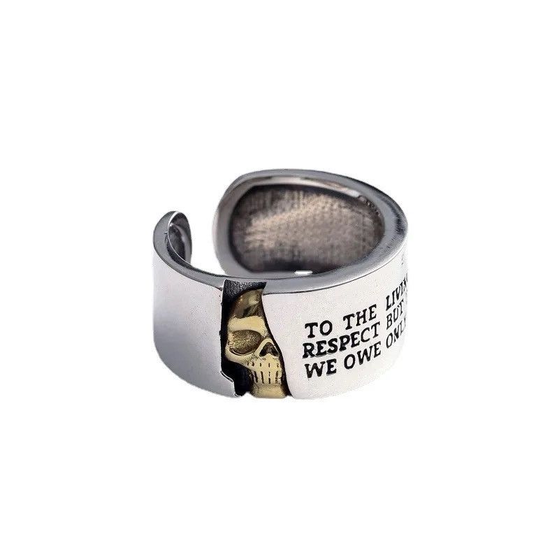 Jewelry × Vintage Retro Skull & Letter Engrave Ring Size ONE SIZE - 2 Thumbnail
