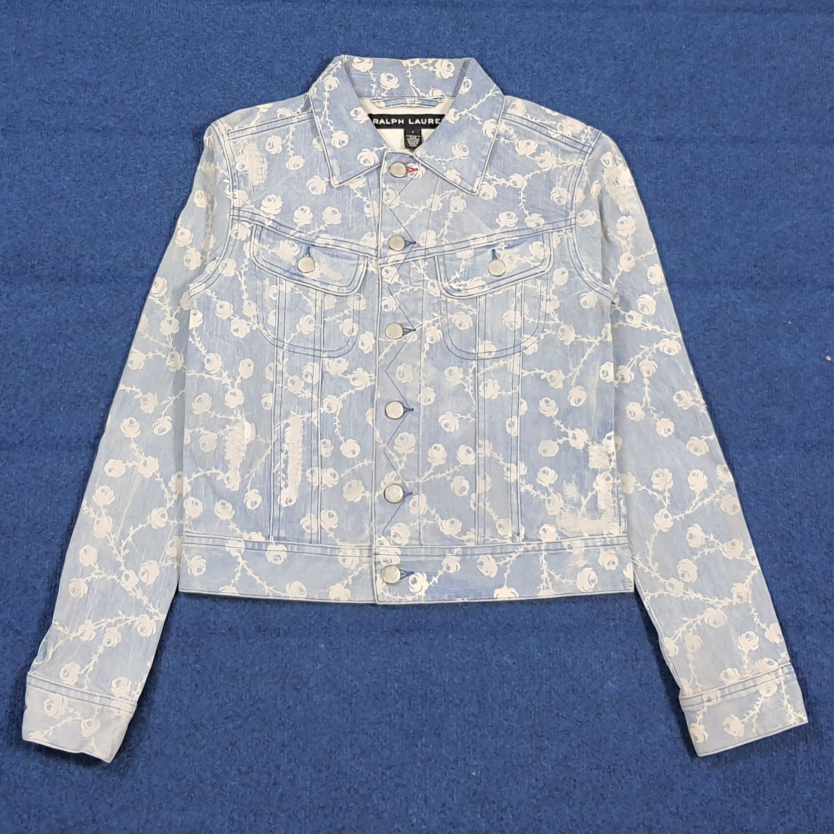 Ralph Lauren Vintage Ralph Lauren Floral Rose Print Denim Jacket C303N14 Size XS / US 0-2 / IT 36-38 - 1 Thumbnail