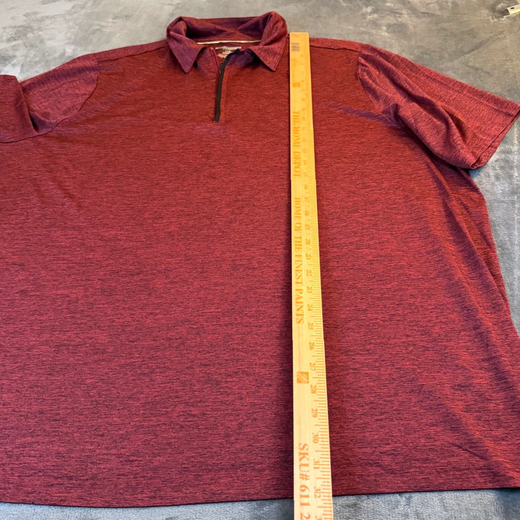 Alfani Alfani Polo Shirt Mens 3XB Big Tall Red Heathered Short Sleeve Quarter Zip Size US XXL / EU 58 / 5 - 7 Thumbnail