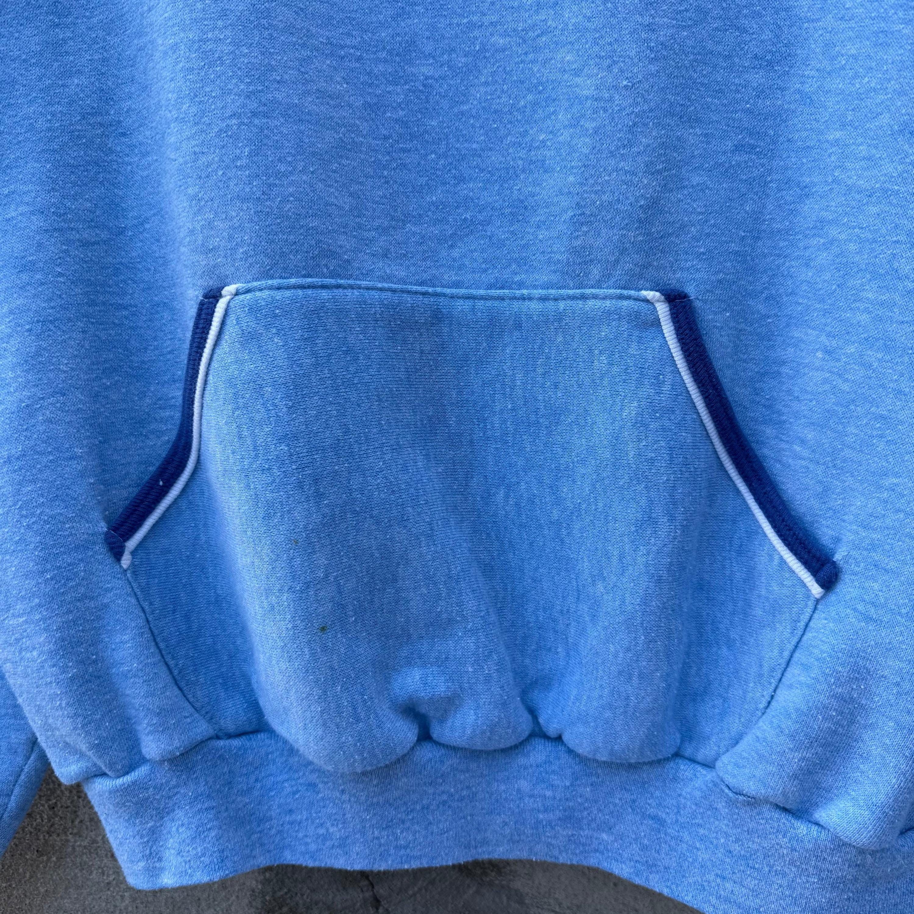 Russell Athletic × Vintage 70's Russell Athletic Baby Blue Half Zip Hoodie Size US M / EU 48-50 / 2 - 2 Thumbnail