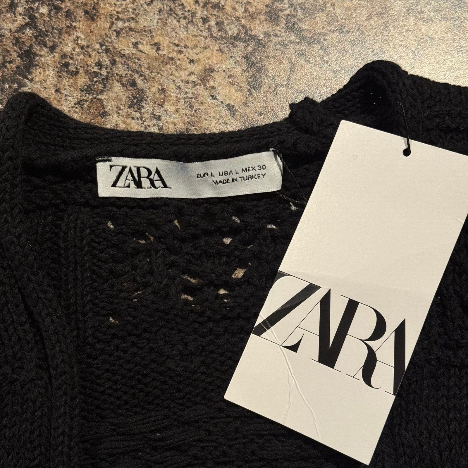 Zara Zara Cardigan Cropped Crochet Y2K Whimsigoth Black Large Size L / US 10 / IT 46 - 3 Thumbnail