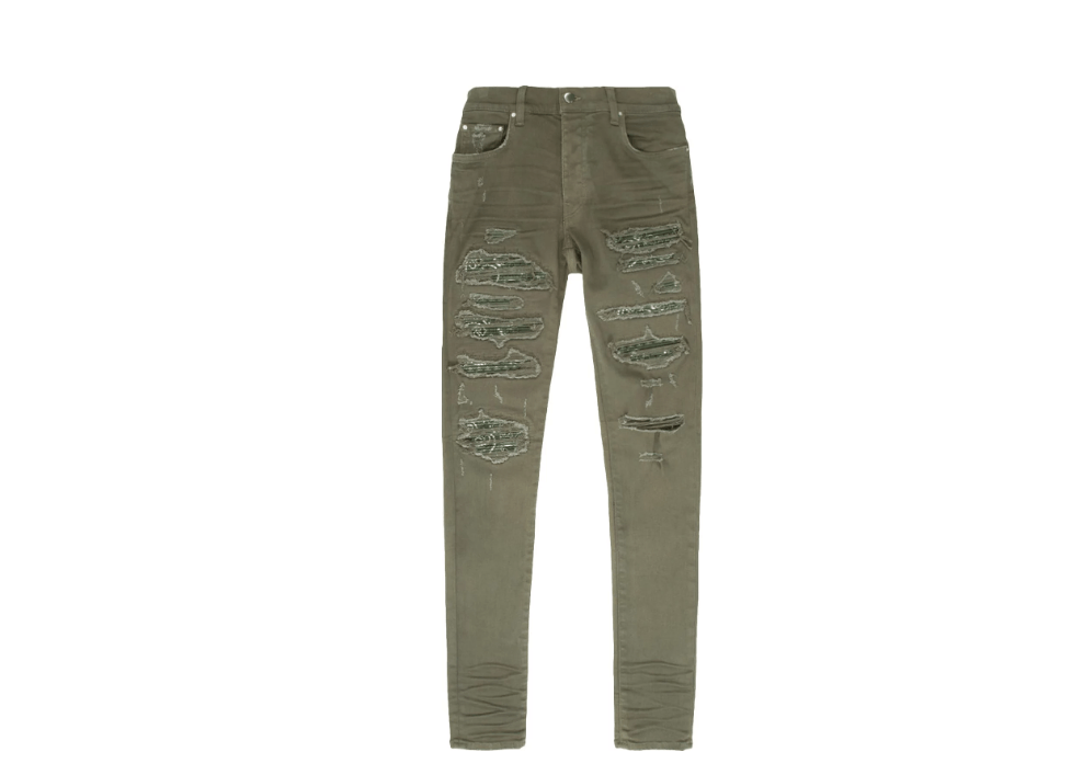 Amiri o1gr1nt0824 Bandana Thrasher in Olive Green Size US 30 / EU 46 - 1 Preview