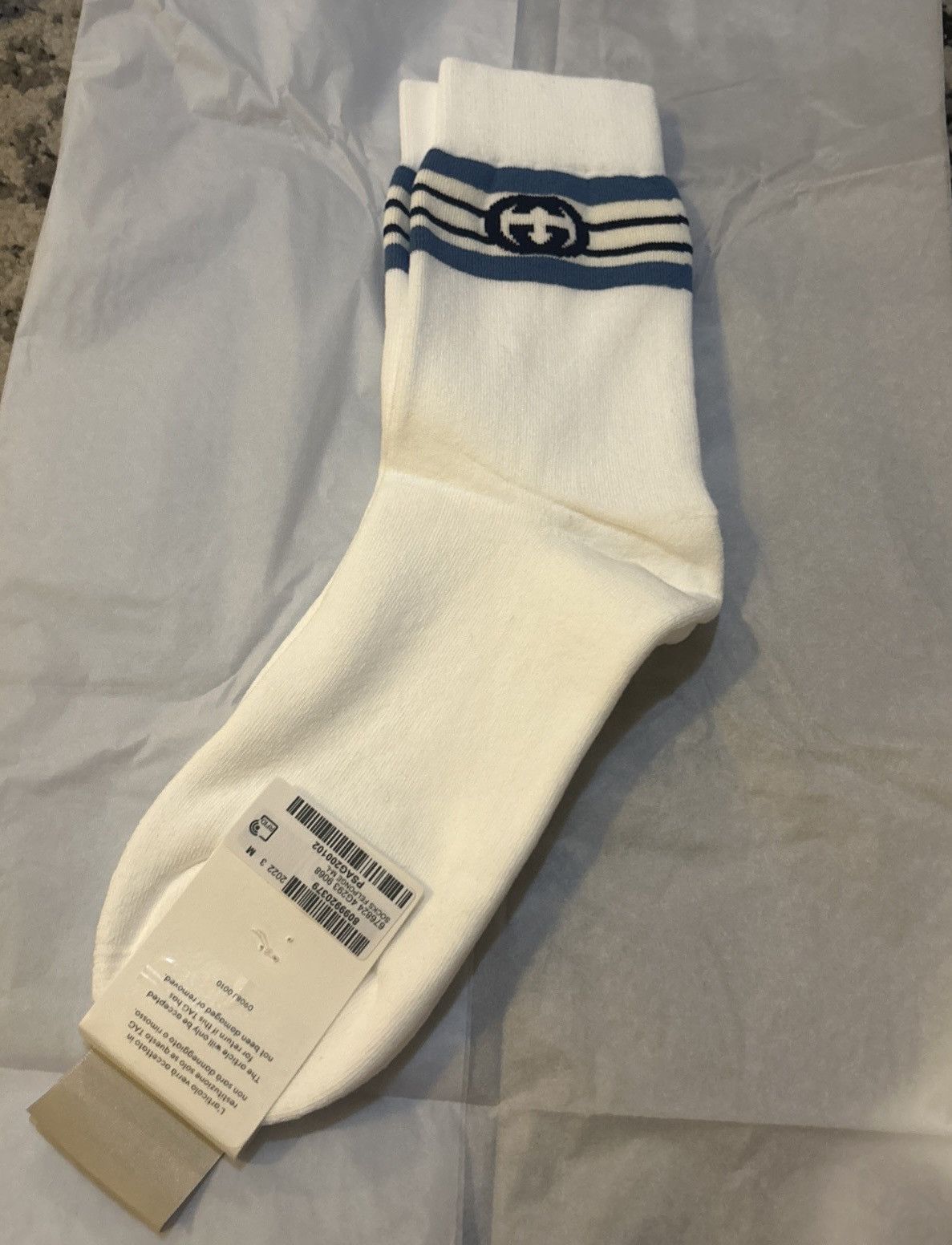 Gucci Gucci GG Logo Socks White with Blue Logo - Size M - 24-26 cm Size ONE SIZE - 2 Thumbnail