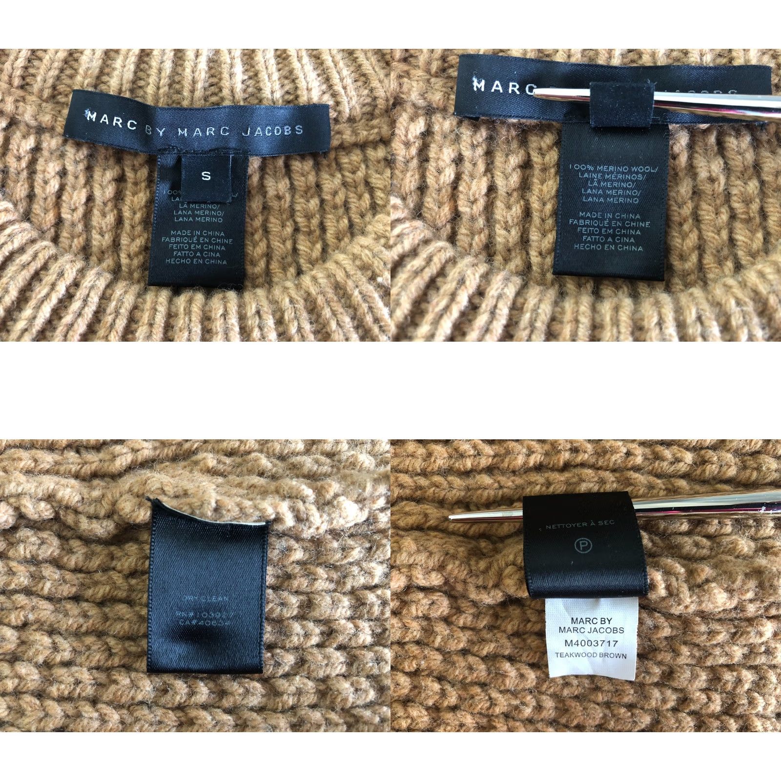 Marc by Marc Jacobs Marc by Marc Jacobs Women's Pullover Sweater S Brown Merino Wool Crew Neck Knit Ribbed Cuffs 100% Merino Wool Regular Pattern Solid Vintage: No Size S / US 4 / IT 40 - 8 Thumbnail
