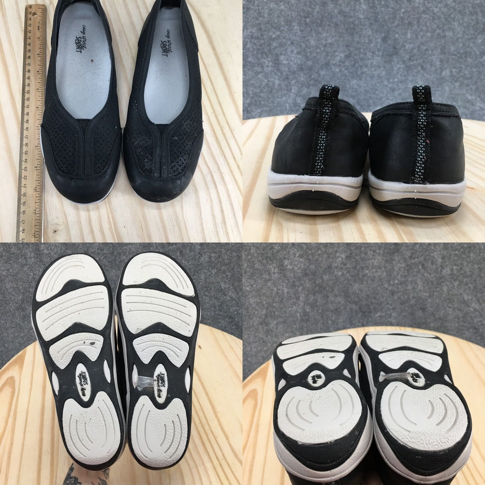 Vintage Easy Street Slip-On Casual Shoe Womens 8W Wide Black Ster n Laser Cut Out Comfort Size US 8 / IT 38 - 8 Thumbnail