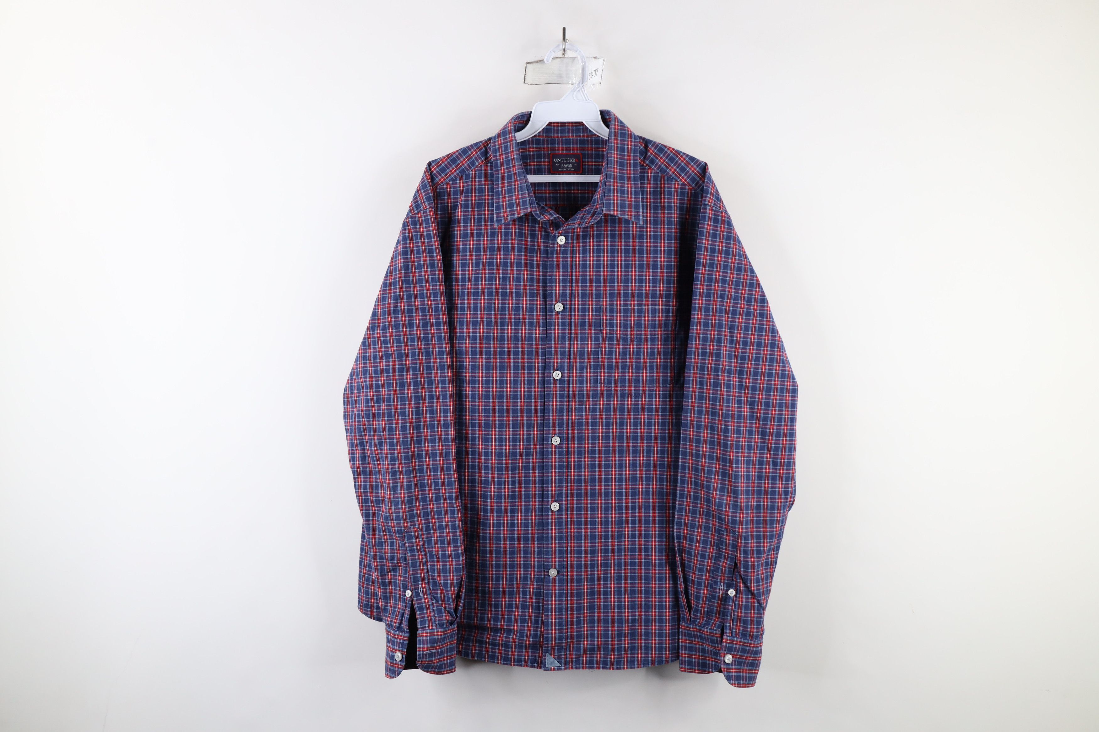 UNTUCKit × Vintage Untuckit Long Sleeve Collared Button Shirt Blue Plaid Cotton Size US XL / EU 56 / 4 - 1 Thumbnail