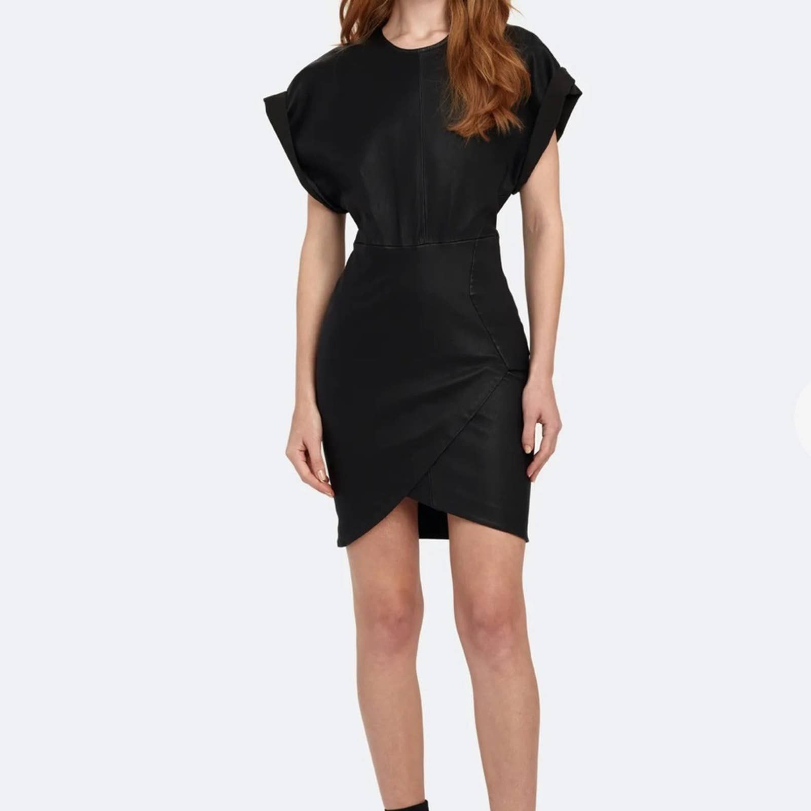 image of Iro 100% Lamb Leather Oterma Dress Black Size 4, Women's