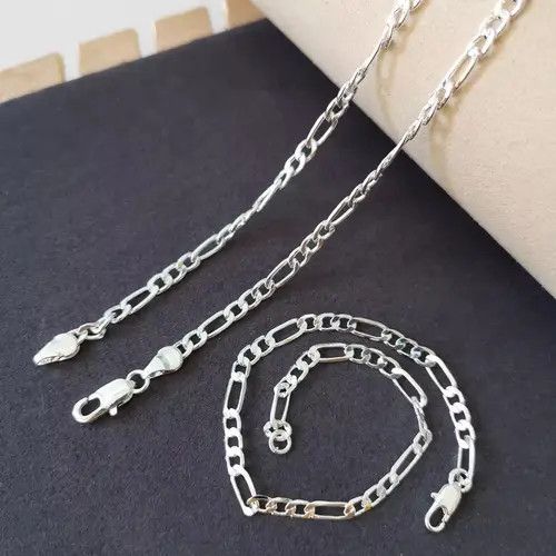 Jewelry 4mm Figaro Chain Bracelet & Necklace Size ONE SIZE - 1 Thumbnail