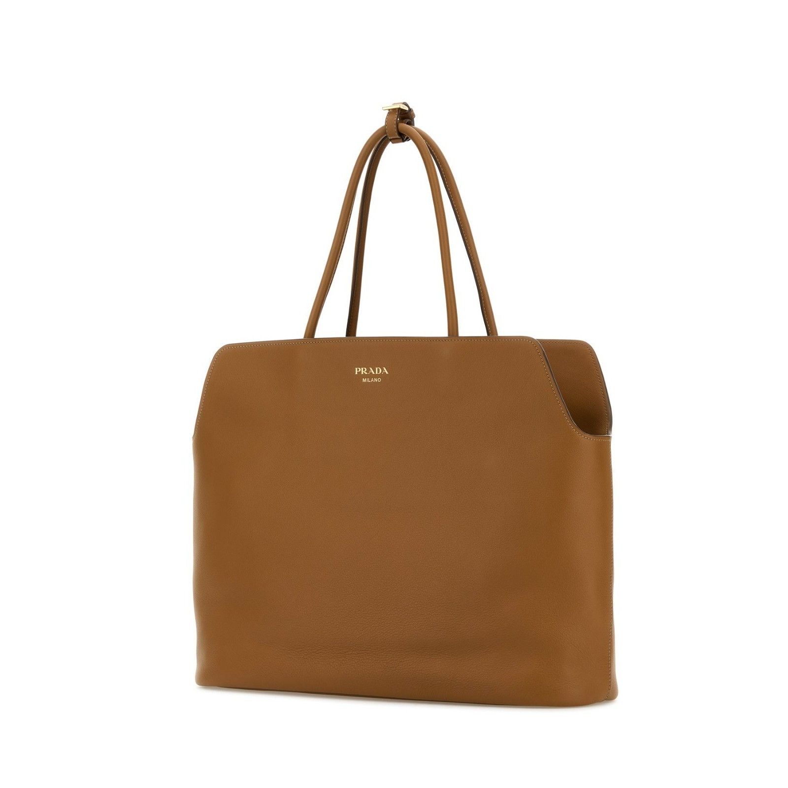 PRADA Shopping Brown Leather Shoulder Bag New & Authentic