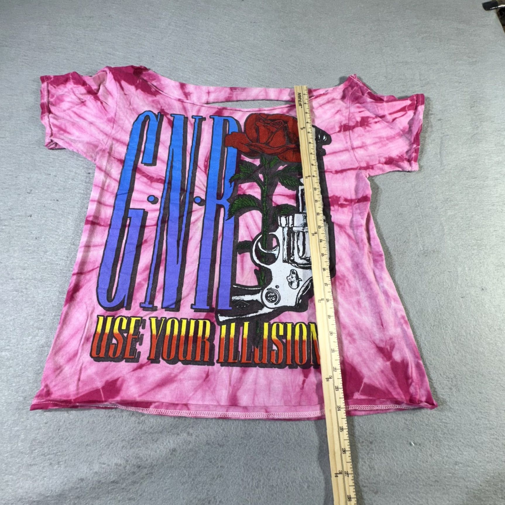 Vintage Guns N Roses Shirt Womens Medium Pink Tie Dye Cut Out Use Your Illusion Band Tee Size M / US 6-8 / IT 42-44 - 6 Thumbnail