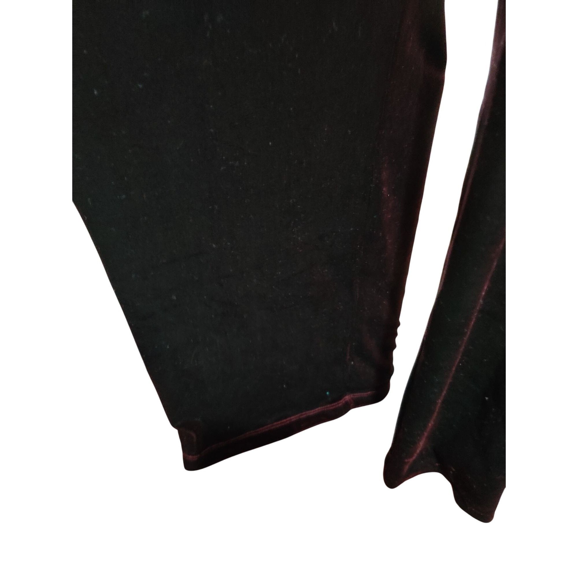 George George L Womens Pants Red Bordeaux Smooth Velvet Wide Leg St Size 35" - 2 Thumbnail