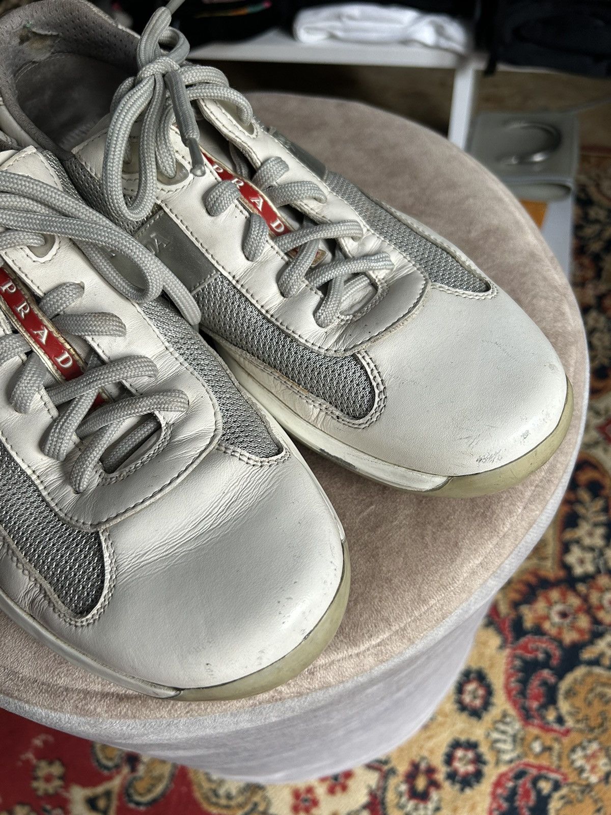 Prada × Vintage Prada Sport Leather And Mesh Low Top Sneakers Size US 9 / EU 42 - 4 Thumbnail