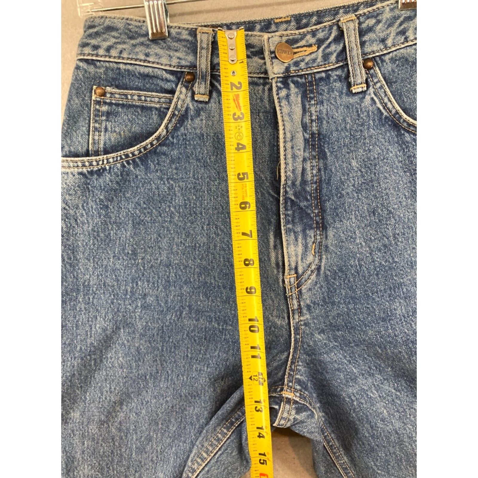 Edwin VINTAGE Edwin Jeans 31x34 Hi Rise Mom Tapered Slim Denim Blue 80s Womens Size 24" / US 00 / IT 34 - 4 Thumbnail
