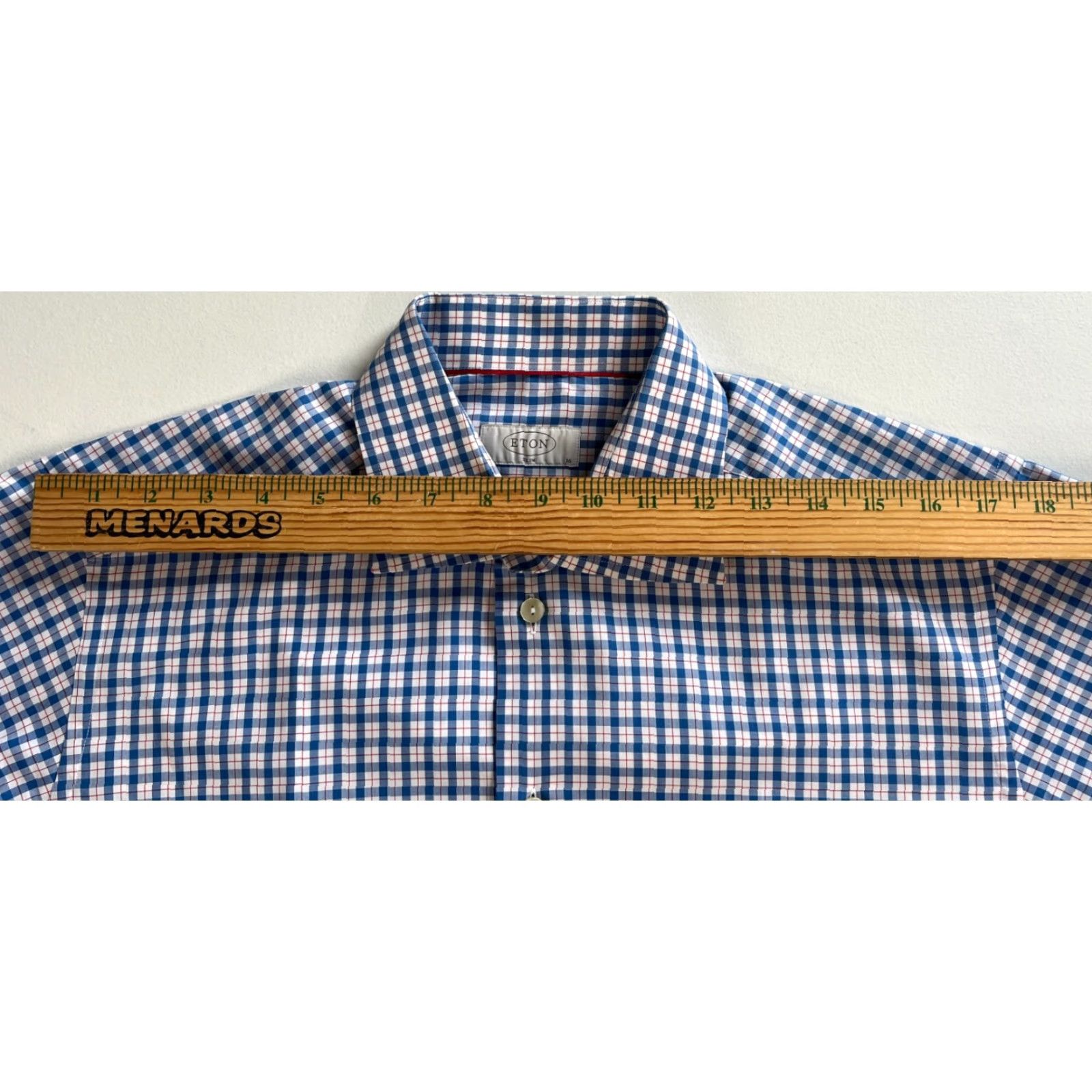 Eton Eton Dress Shirt Slim Check Sz 41/16 Button-Up Collar Mens Shirt Size 42R - 7 Thumbnail