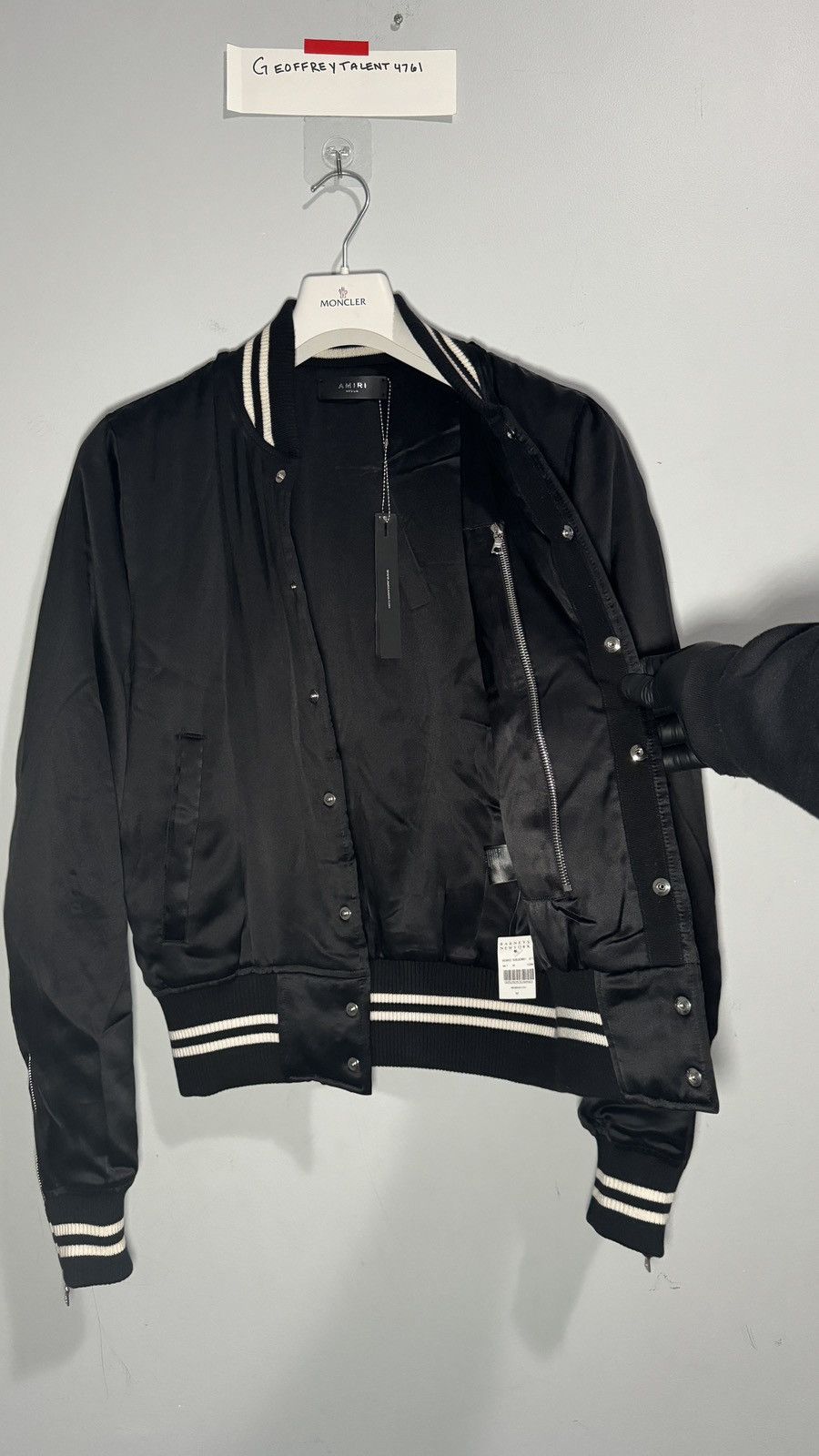 Amiri AMIRI “Lovers” Satin Varsity Jacket - Black - Size Medium Size US M / EU 48-50 / 2 - 10 Thumbnail