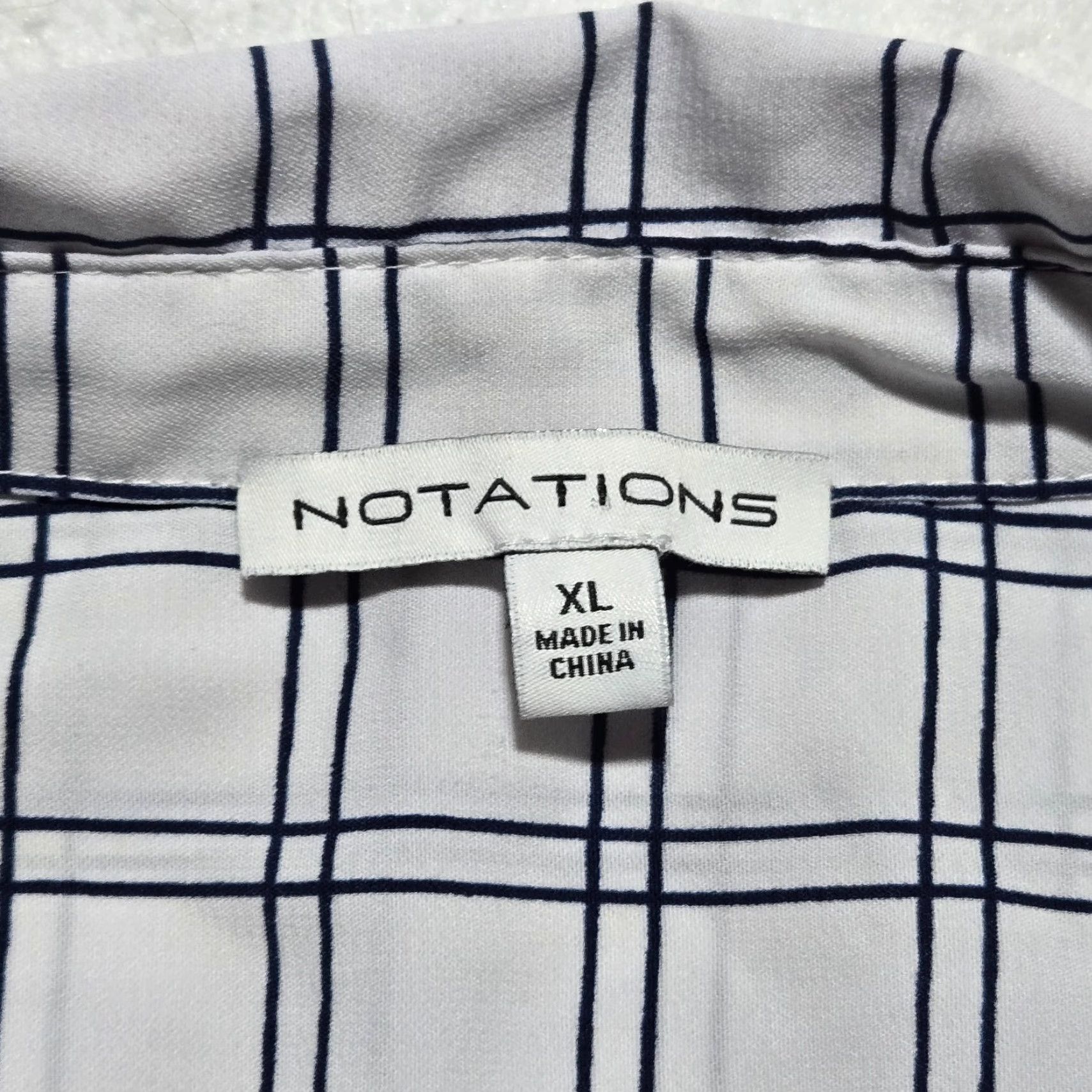 Vintage Notations Shirt Long Sleeve White Check Adult Women's XL Extra Large Size XL / US 12-14 / IT 48-50 - 3 Thumbnail