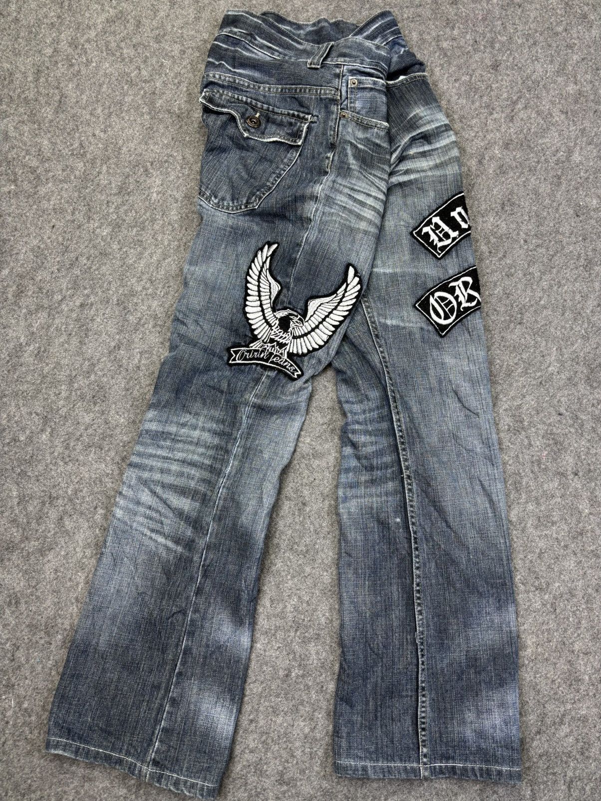 Japanese Brand 💥Flare💥Insane Oririn Crazy Fades Denim F858 Size US 33 - 19 Thumbnail