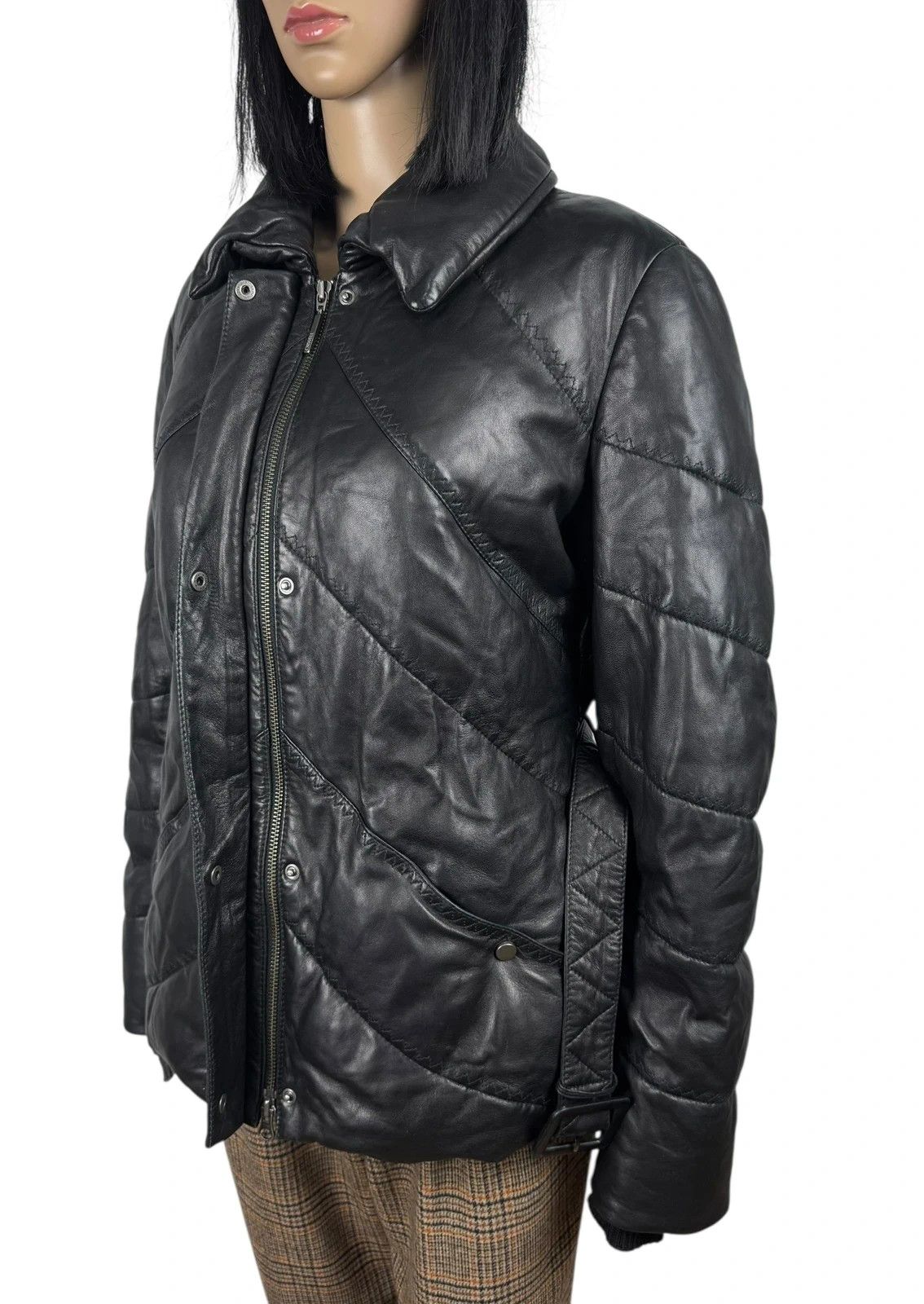 Orwell Genuine Leather Down Puffer Jacket Belted size M