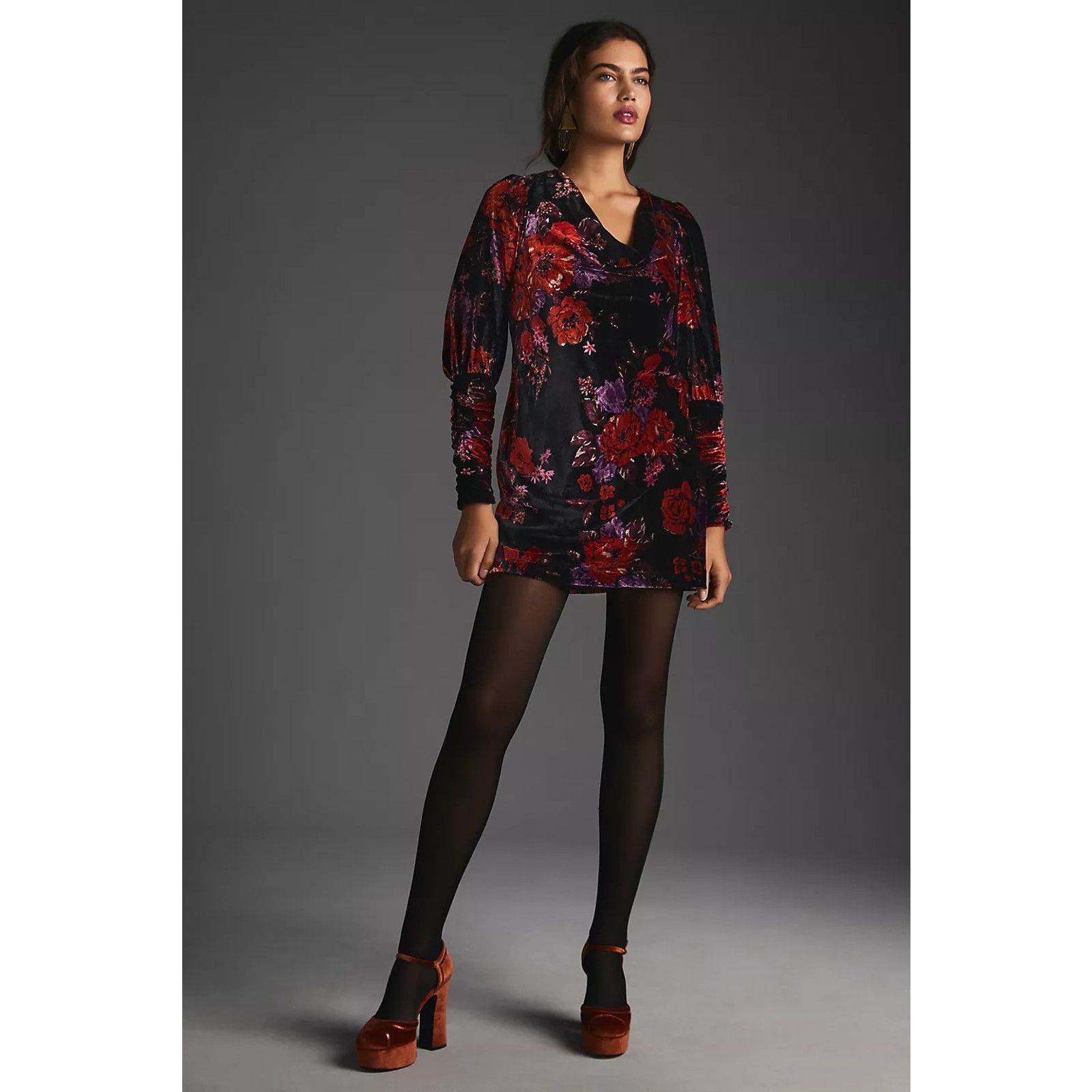 Anthropologie New Anthropologie Maeve Cowl-Neck Velvet Dress $180 X-SMALL Size XS / US 0-2 / IT 36-38 - 5 Thumbnail