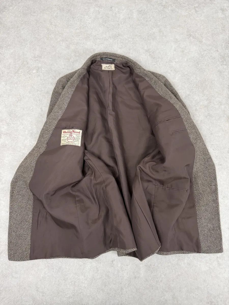 Hermes 1990s Hermès Tweed Brown Blazer Jacket Size US S / EU 44-46 / 1 - 8 Thumbnail