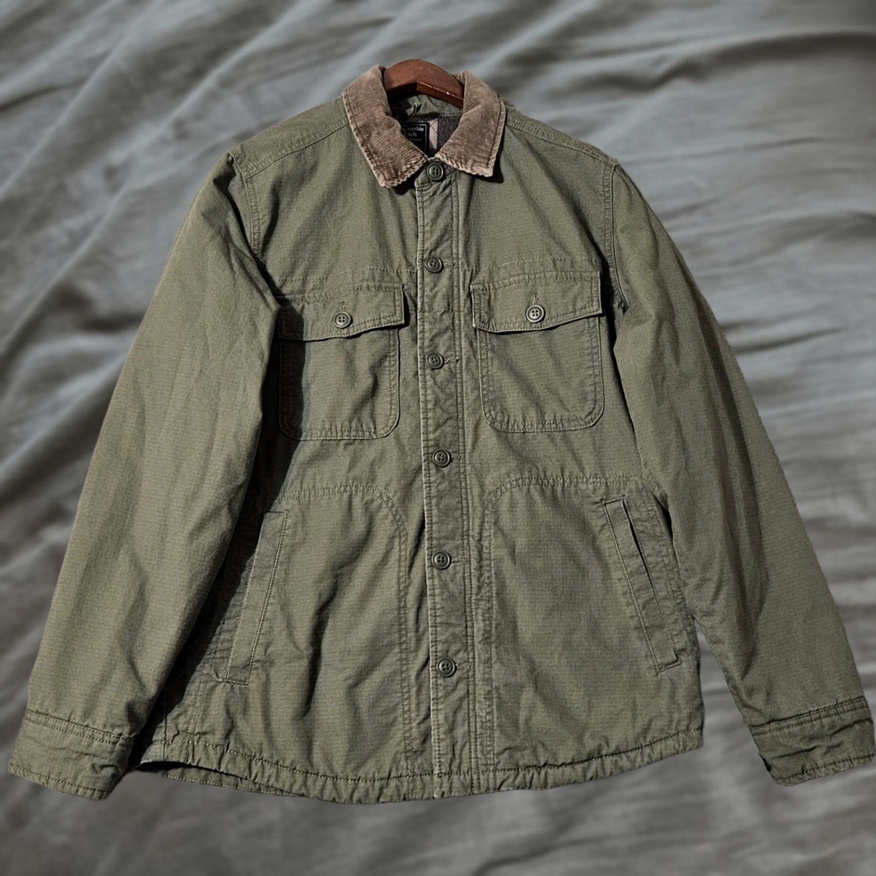 Abercrombie & Fitch Abercrombie & Fitch Mens Medium Jacket Plaid Lined Khaki Green Field Military Size US M / EU 48-50 / 2 - 1 Thumbnail