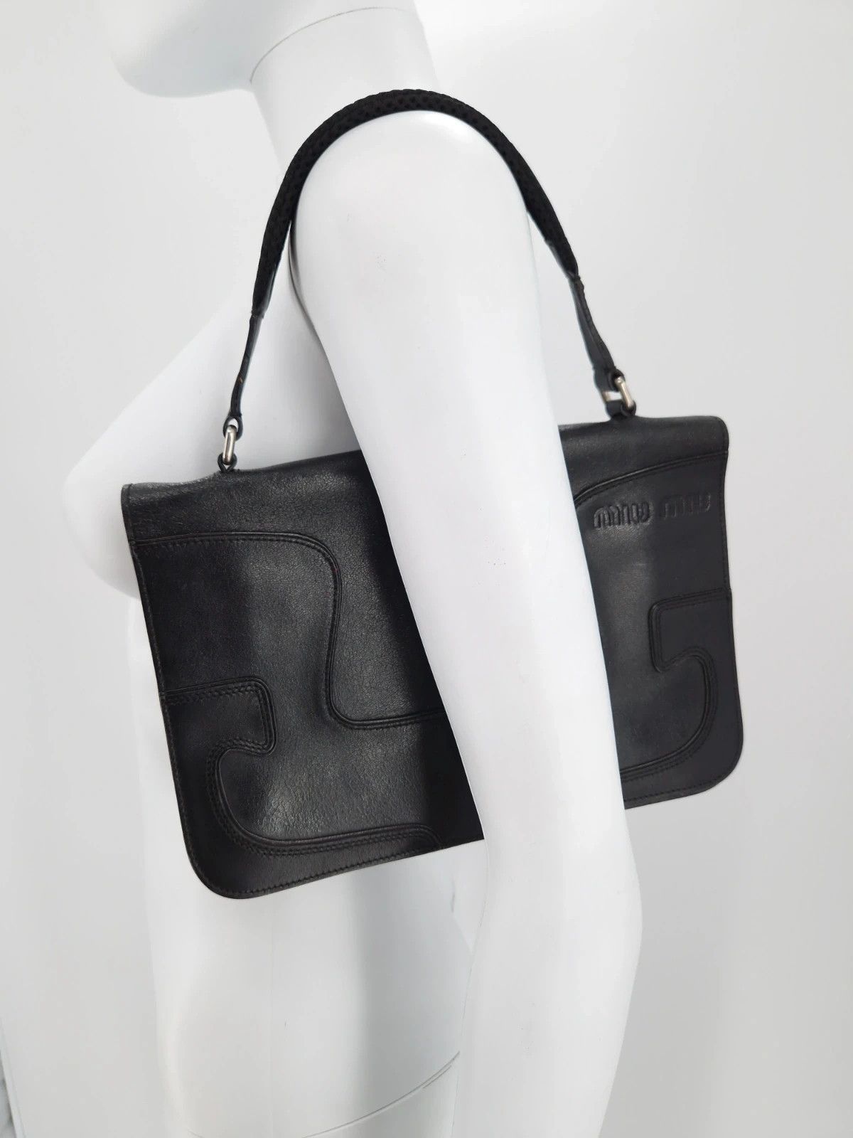 Miu Miu MIU MIU FW99 Black Leather Structured Bag Size ONE SIZE - 3 Thumbnail