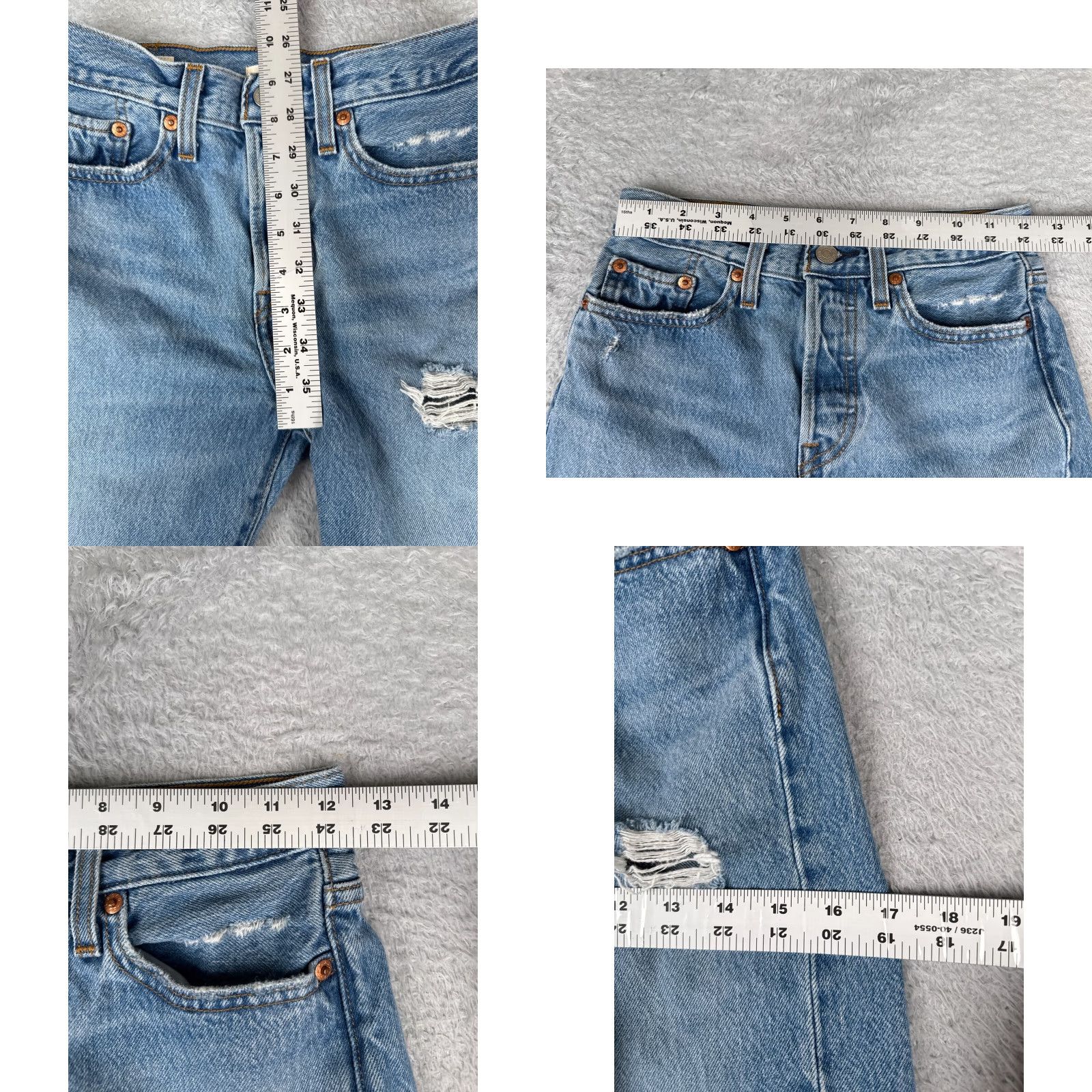 Levi's Levi's Jeans Women 25 Blue Denim Wedgie Straight Distressed 25x25 500 Series Size 42" / US 20 - 9 Thumbnail